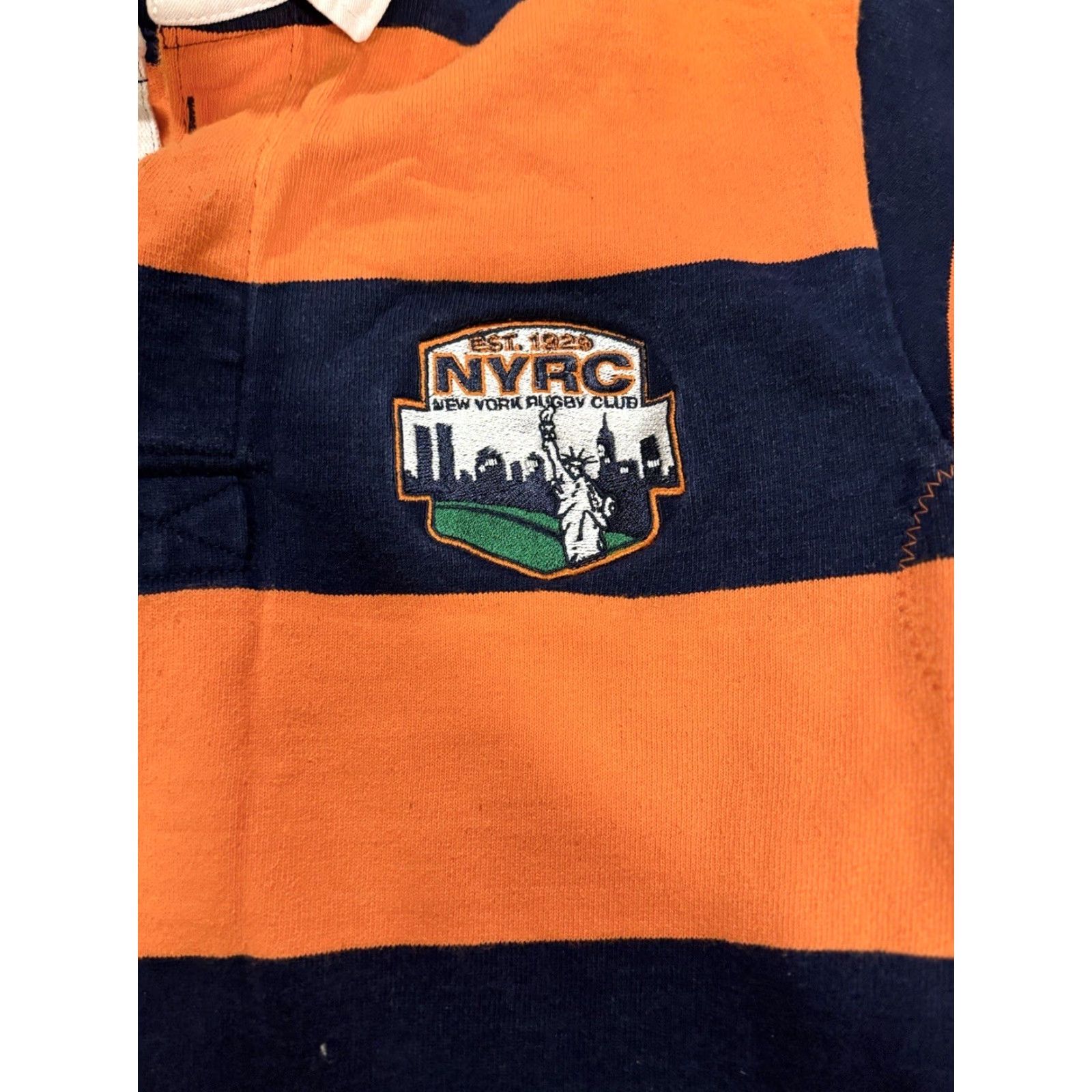 Barbarian VINTAGE Barbarian New York Rugby Club NYRC Polo Long Sleeve Size S Regular Men Orange/Blue Rugby School Canada Made Size US S / EU 44-46 / 1 - 5 Thumbnail