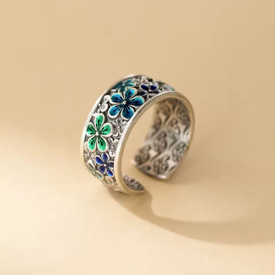 Japanese Brand Mizuhara x moto Multicolor Flower Open Ring Size ONE SIZE - 2 Thumbnail
