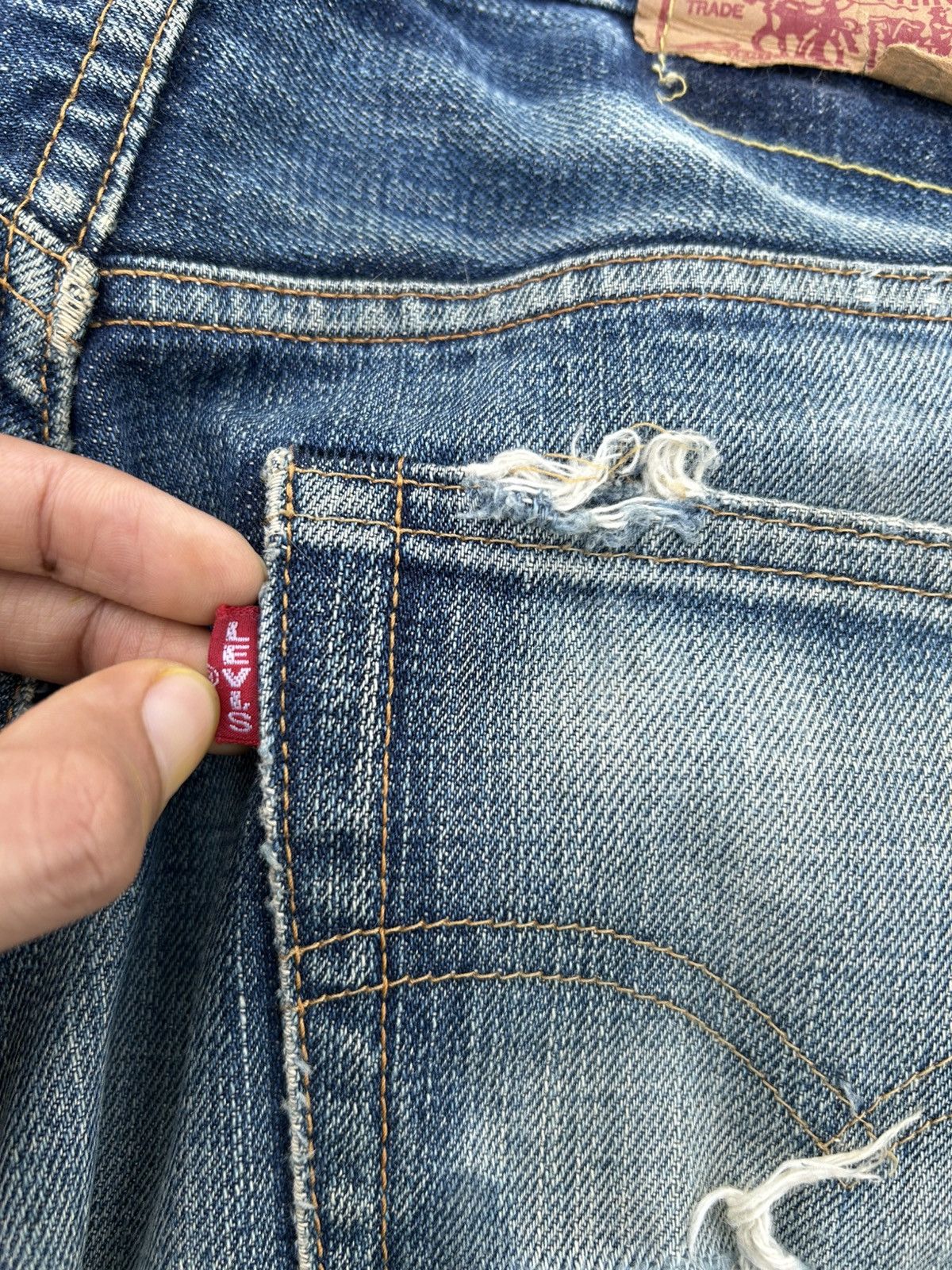 Kapital Thrashed Vintage Levis Big E Selvedge Denim Jeans Size US 32 / EU 48 - 5 Thumbnail