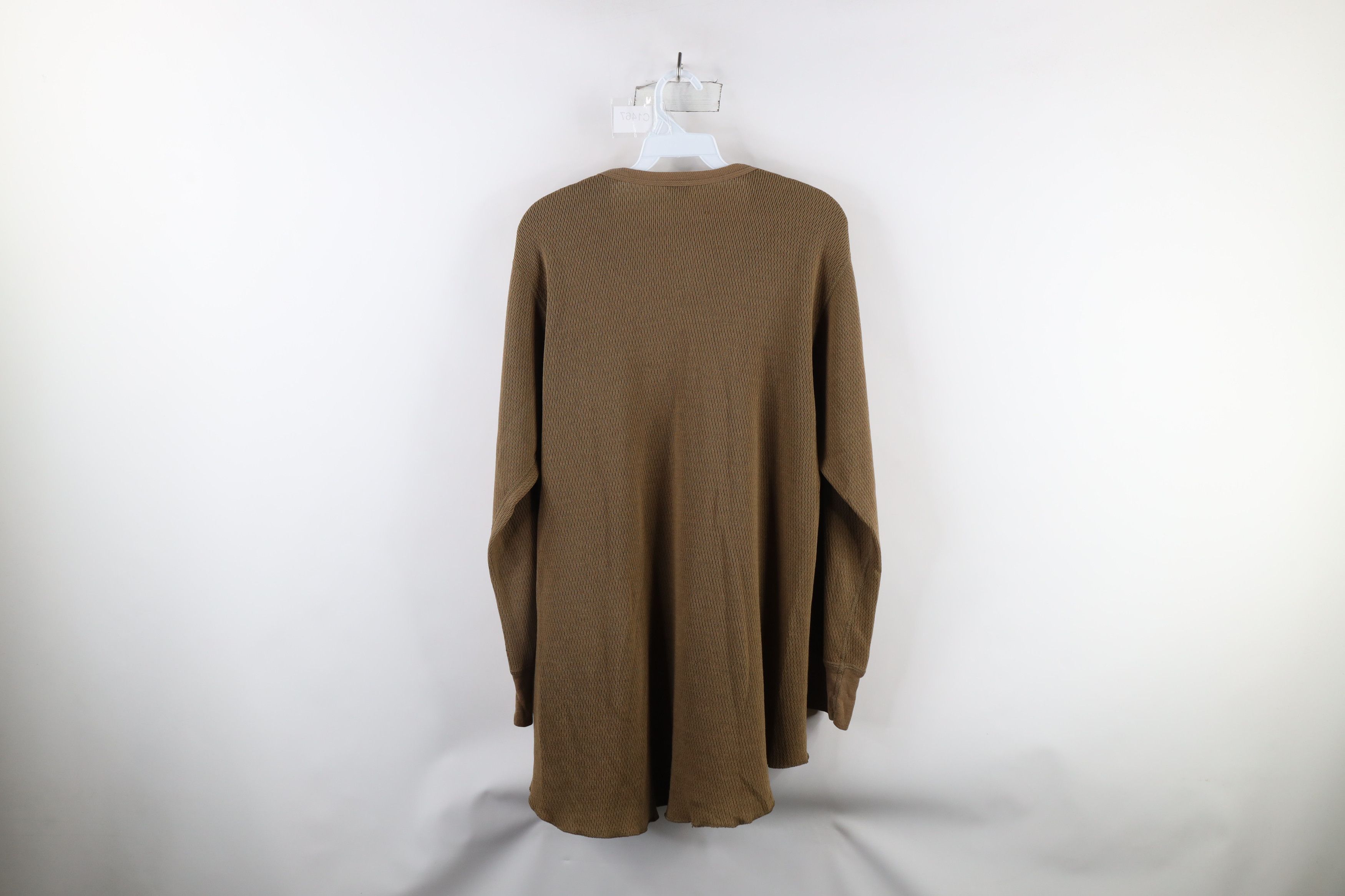 Vintage Vintage 90s Streetwear Waffle Knit T-Shirt Drab Brown USA Size US XL / EU 56 / 4 - 9 Thumbnail