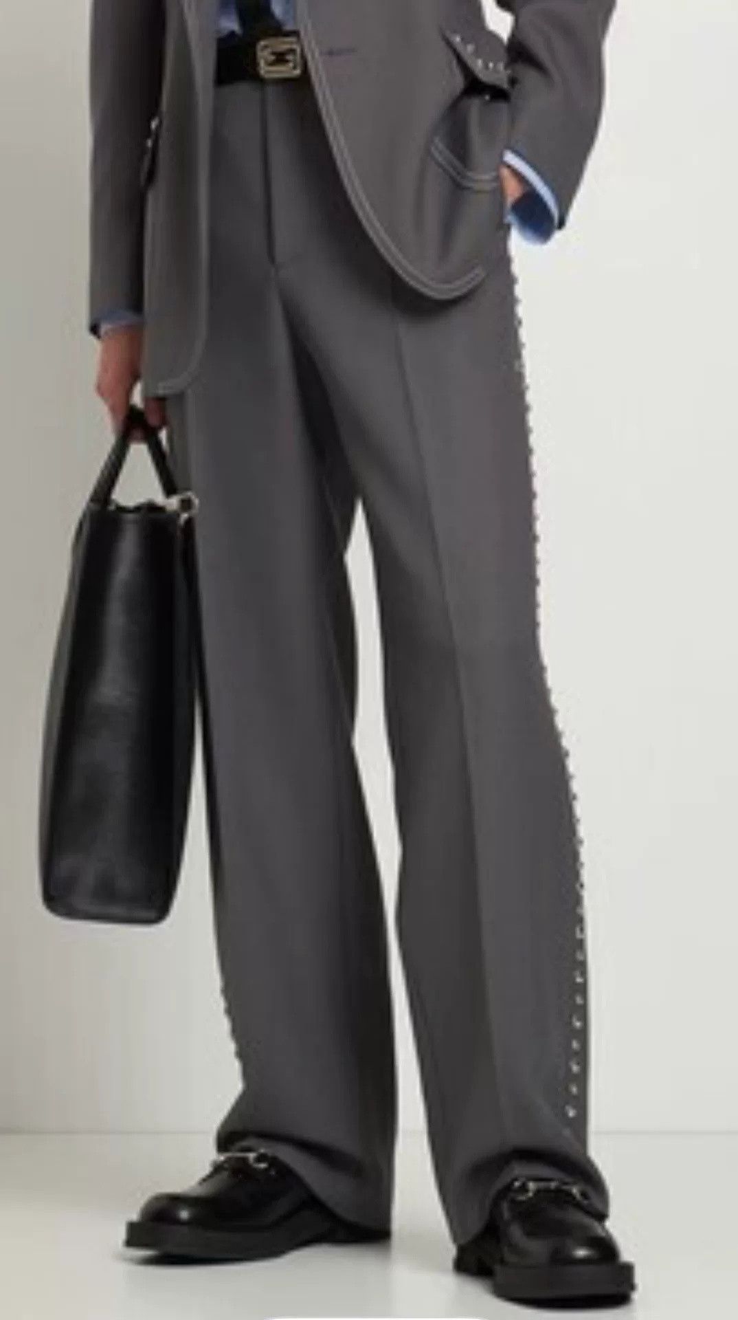 Gucci Gucci Gray High-Waist Wide-Leg Trousers Size US 30 / EU 46 - 2 Thumbnail