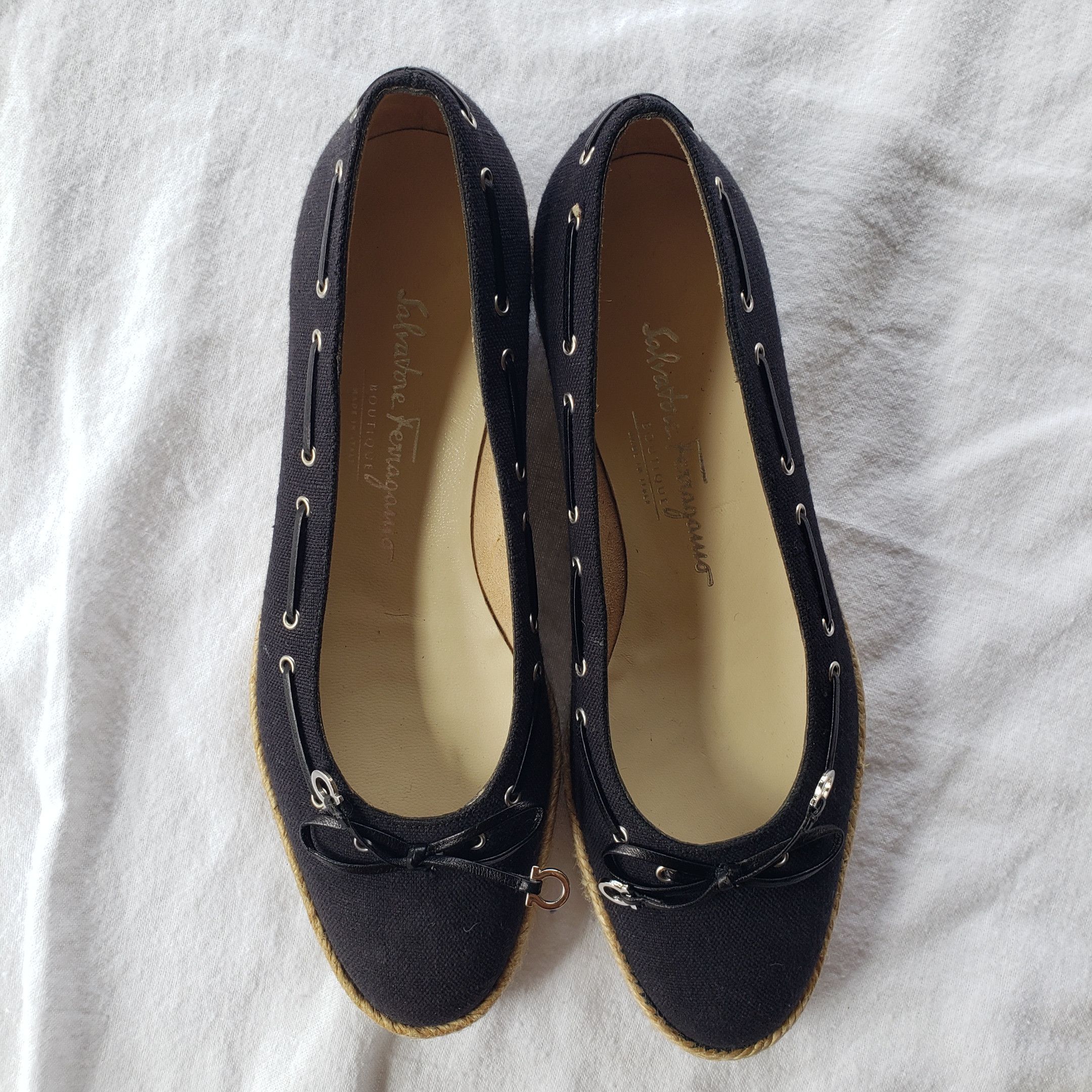 Salvatore Ferragamo Salvatore Ferragamo Black Canvas Espadrilles Ballet Flats Size US 6 / IT 36 - 13 Thumbnail