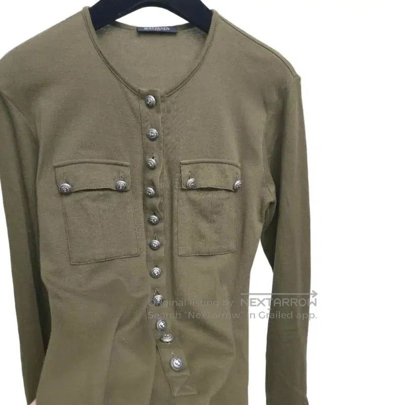 Balmain Balmain Olive Green Long Sleeve T-Shirt . Size M / US 6-8 / IT 42-44 - 3 Thumbnail