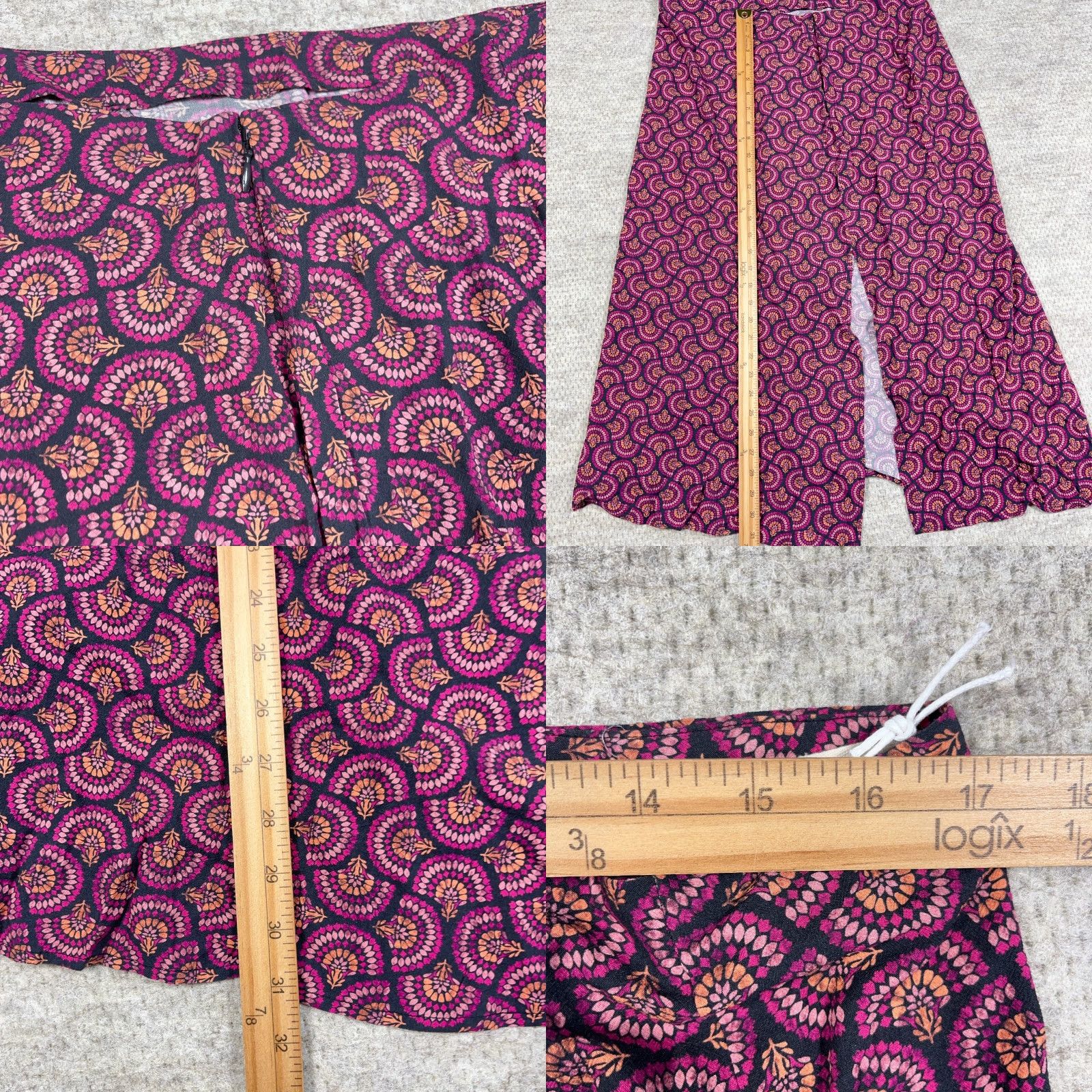 Marine Layer Marine Layer Ryan Skirt Women 12 Purple Fan Print Boho Geometric Midi Slip Size 34" / US 12 / IT 48 - 8 Thumbnail