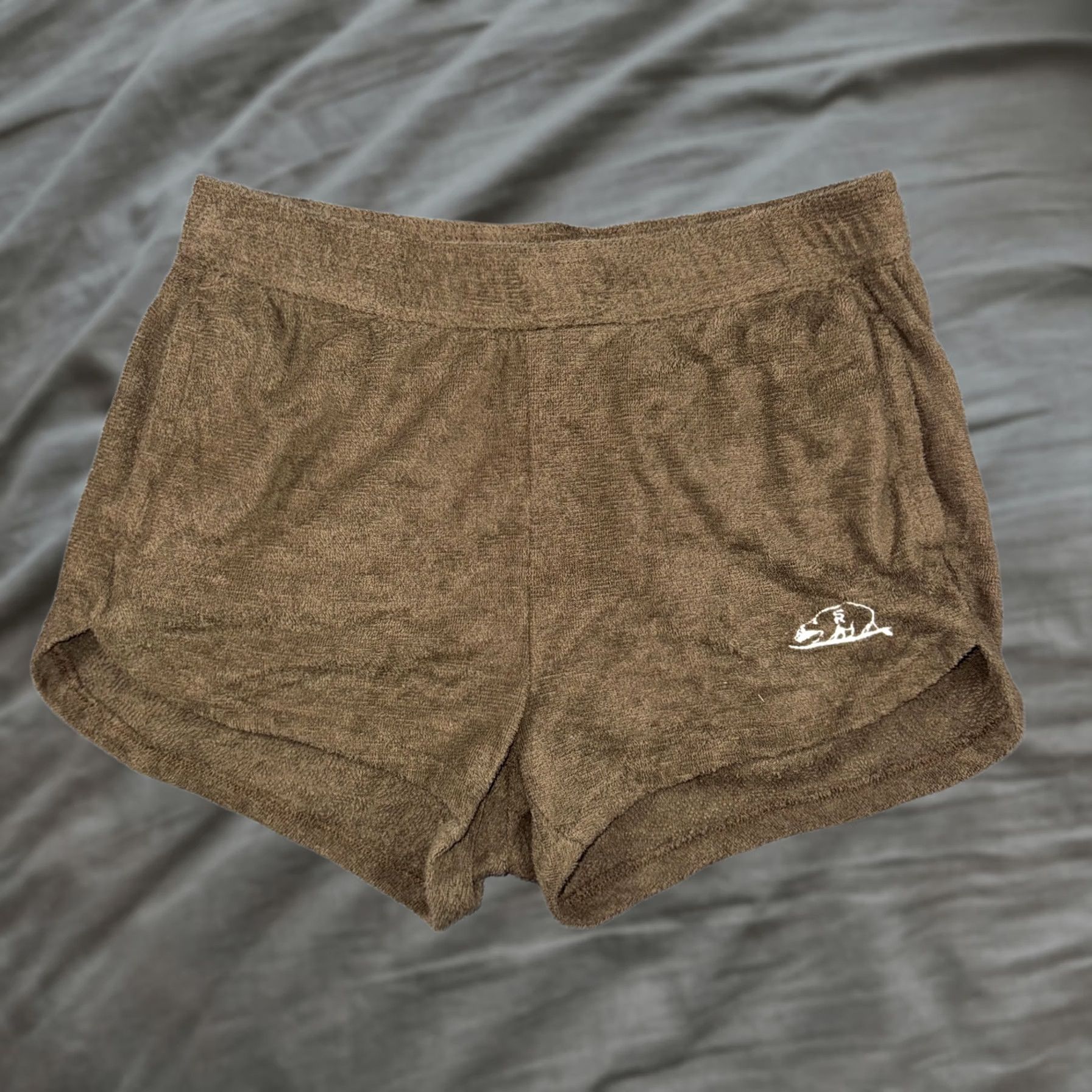 Outerknown VINTAGE? No. Outerknown Shorts Women S Brown Terry Cloth Elastic Waist Logo Embroidered Casual Summer Sweat Shorts Size 28" / US 6 / IT 42 - 1 Thumbnail