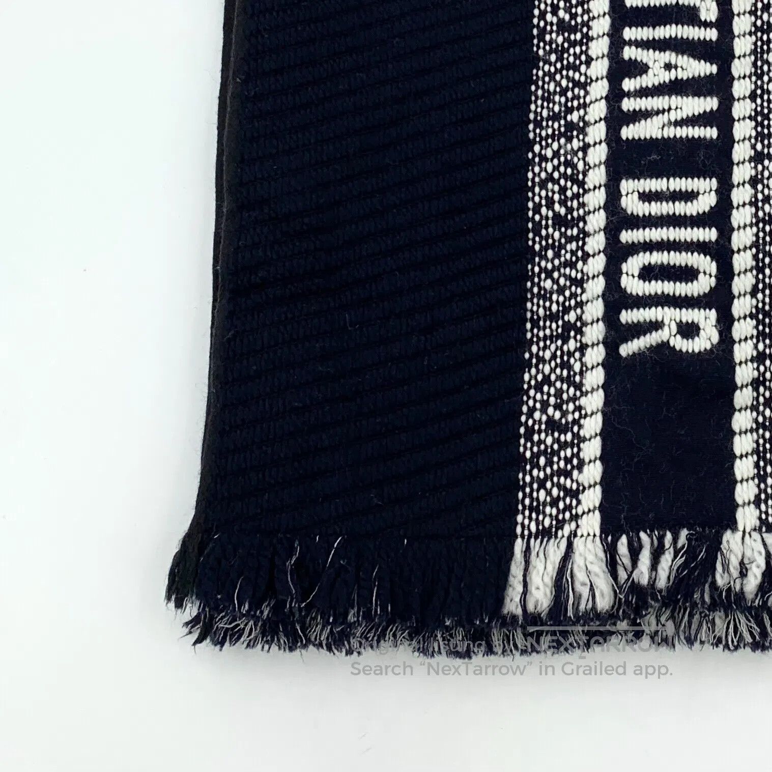 Dior Dior Color Blocked Logo Jacquard Monogram Wool Fringe Scar Size ONE SIZE - 3 Thumbnail