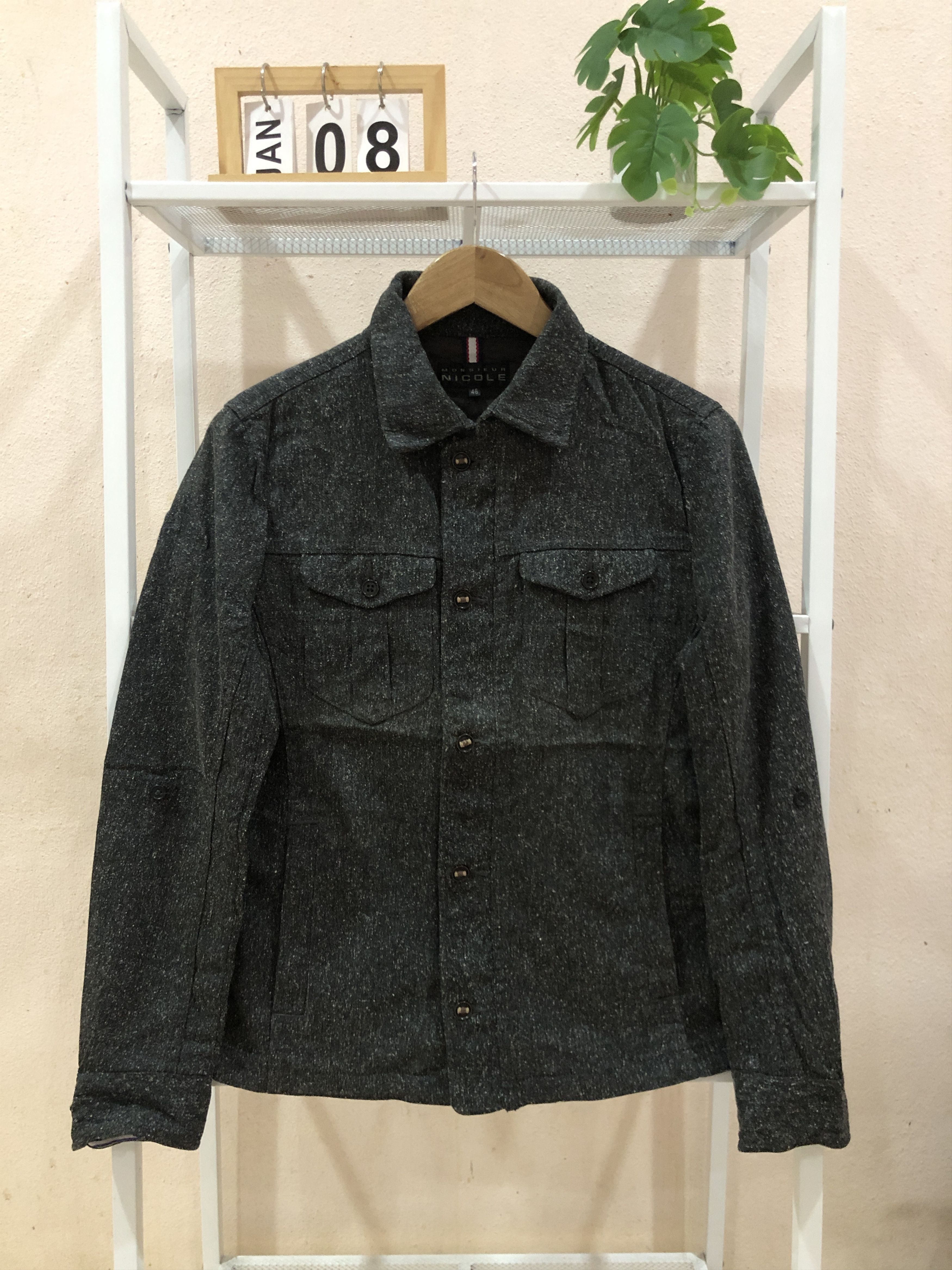 Japanese Brand Vintage 90s Monsieur Nicole Tweed Jacket Size US M / EU 48-50 / 2 - 1 Thumbnail