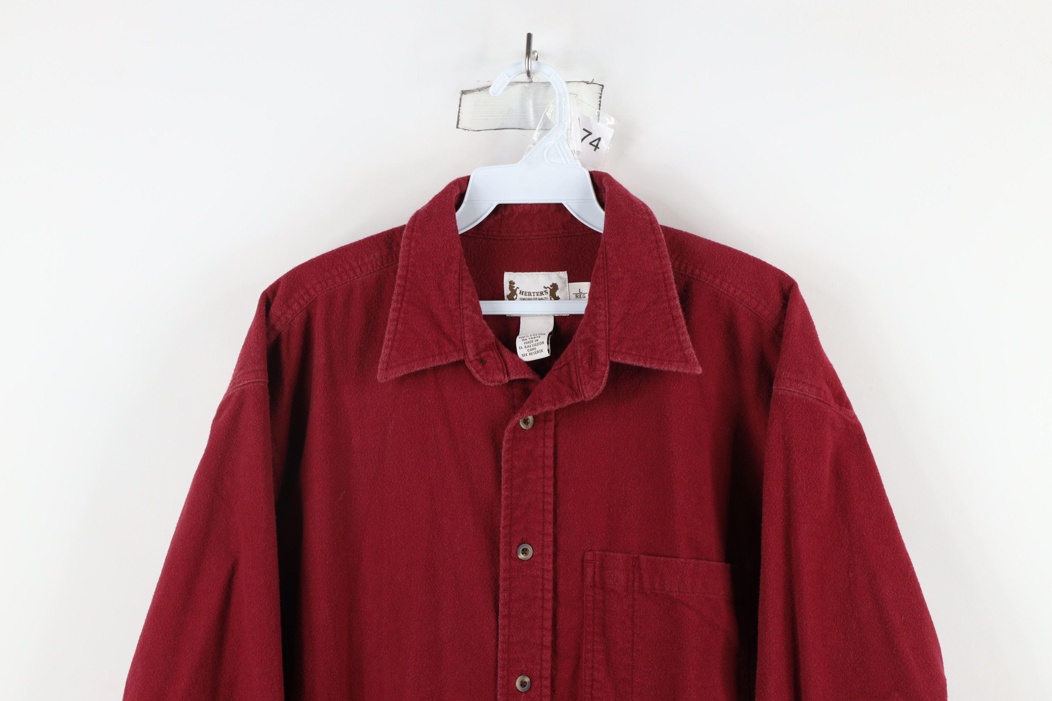 Vintage Vintage 90s Streetwear Chamois Cloth Button Shirt Red Size US L / EU 52-54 / 3 - 2 Thumbnail