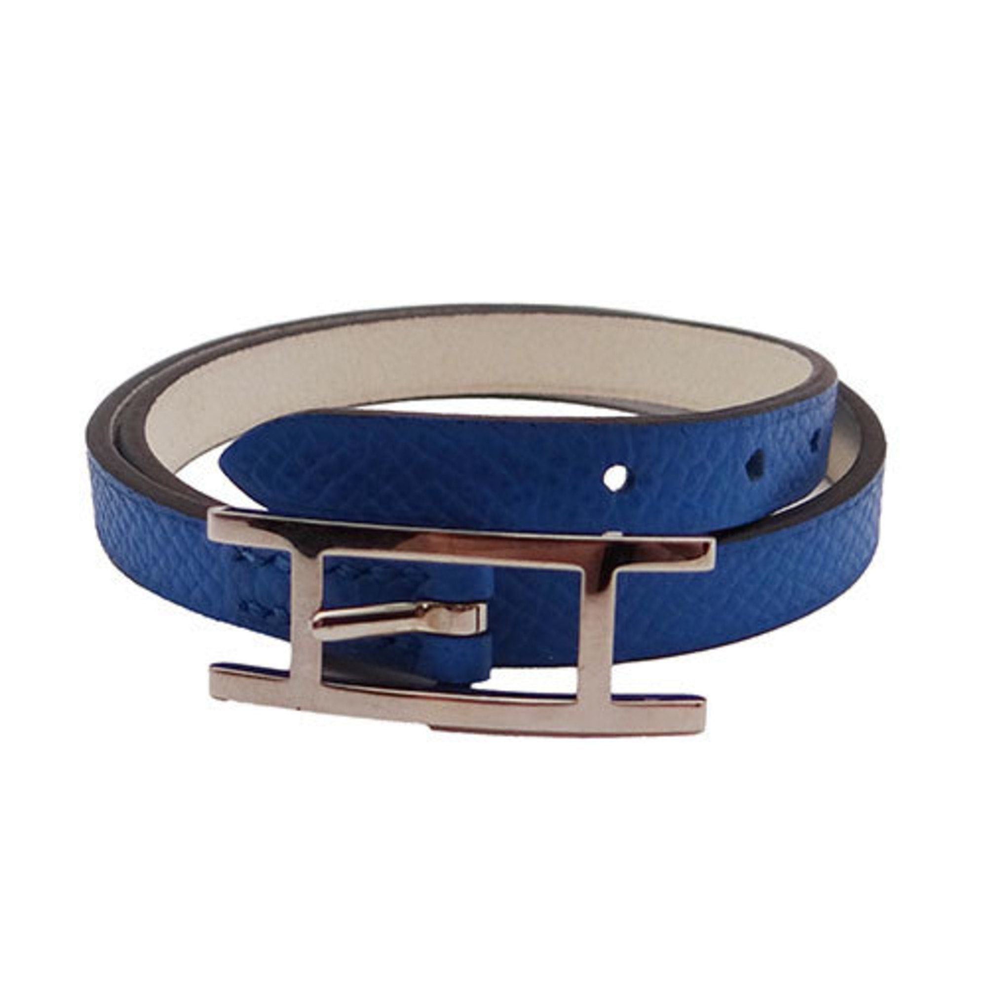 image of Hermes Bracelet Api3 3-Hole Ladies Men's Leather Blue Refreshing