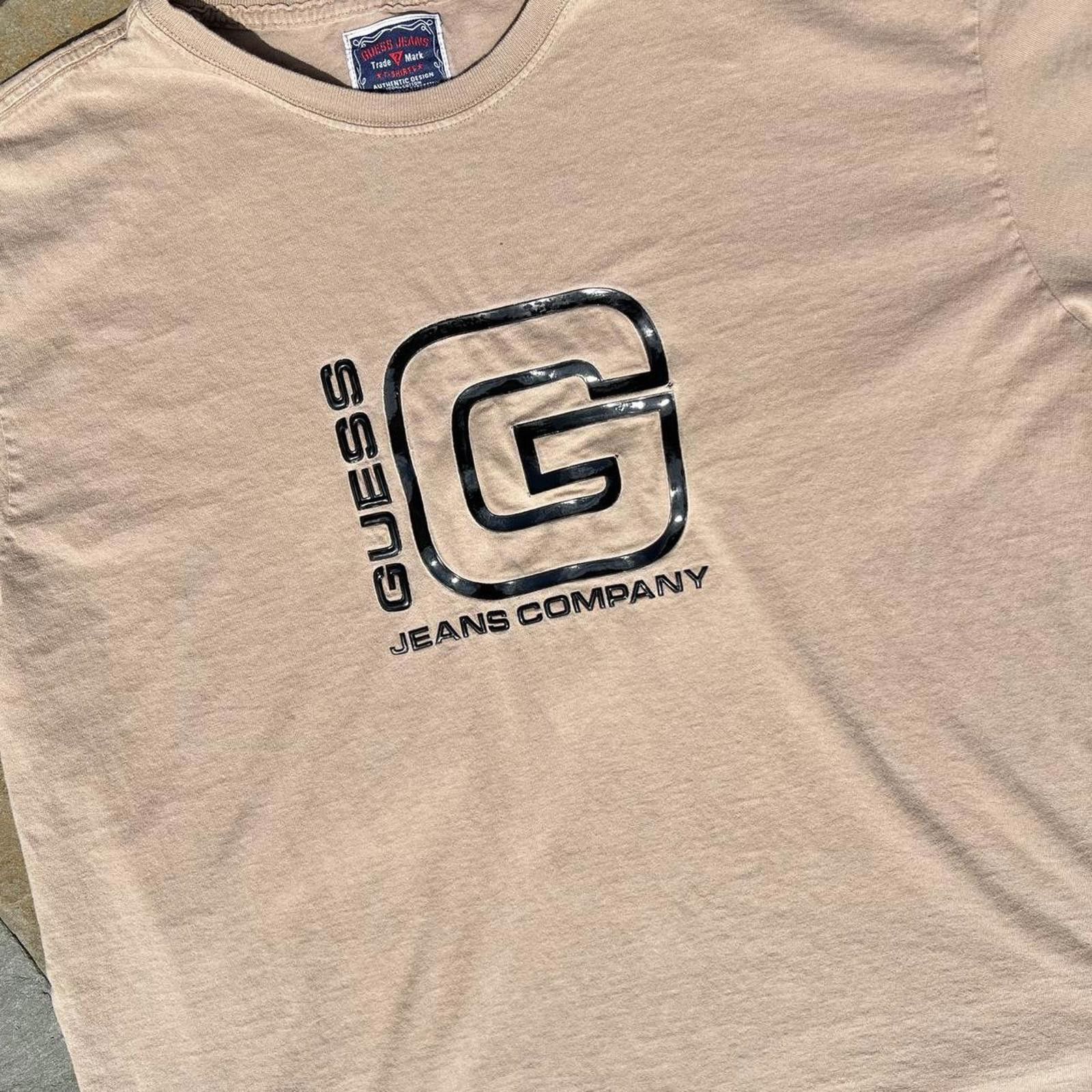 Guess Y2K Guess Jeans Patent Logo Tan T-Shirt Size US XL / EU 56 / 4 - 2 Thumbnail