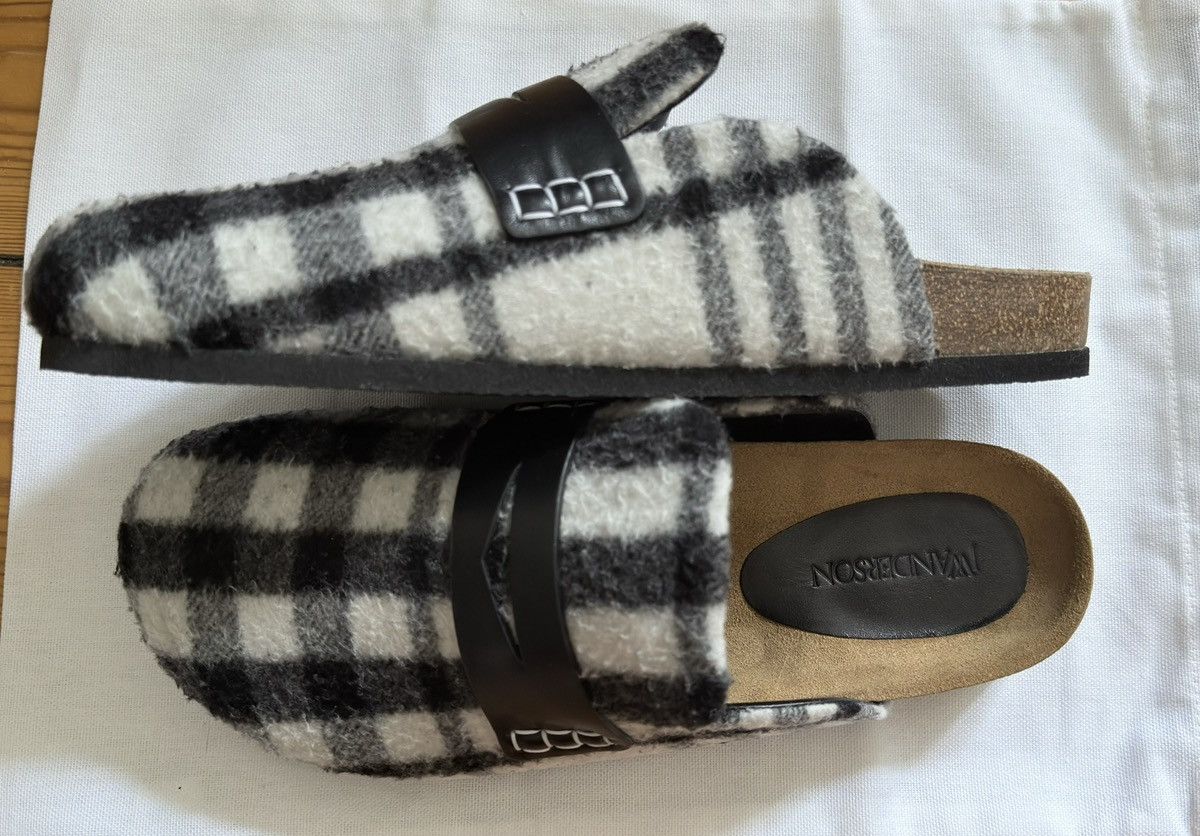 JW Anderson check leather mules in black & white Size 41 UK8