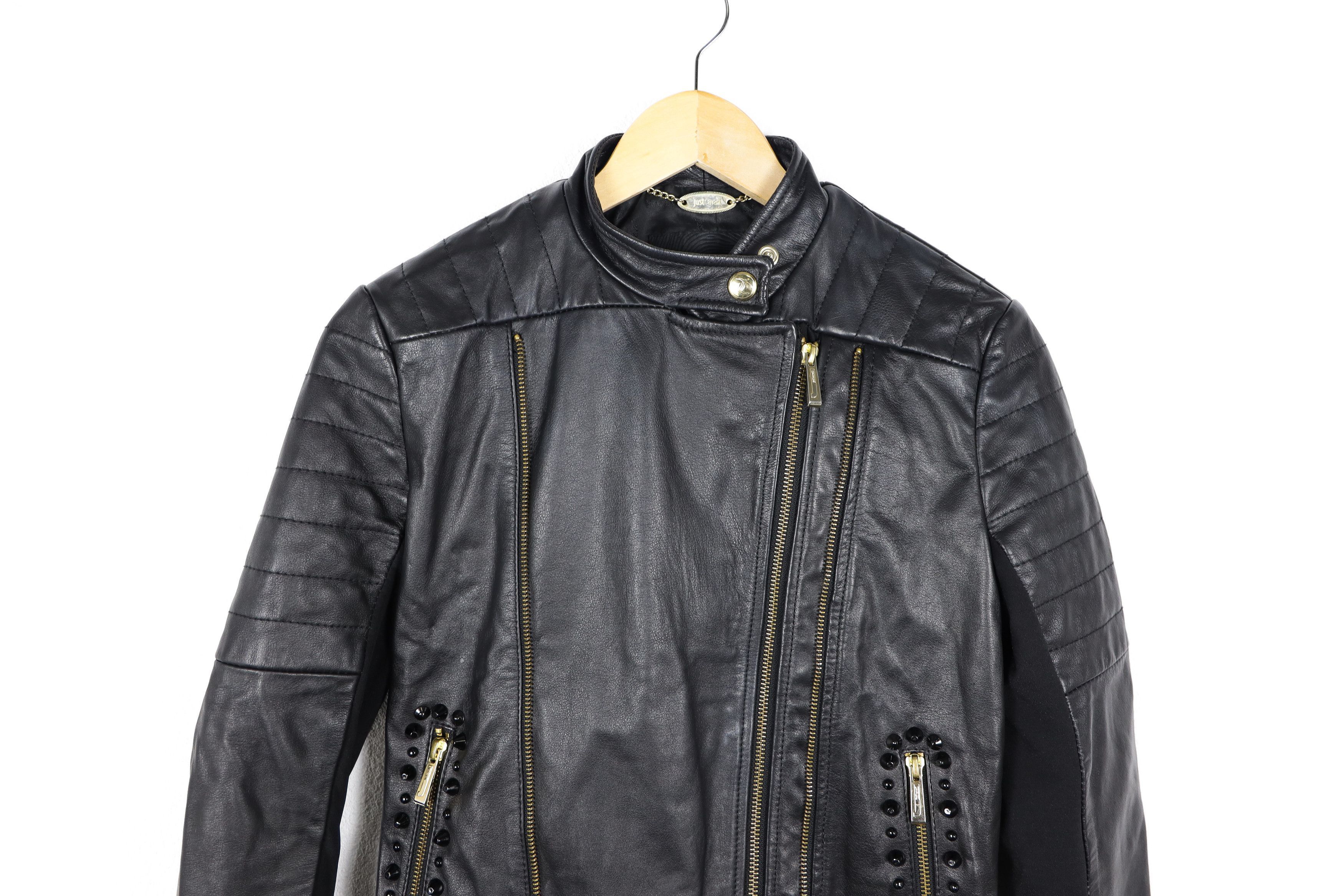 Just Cavalli Just Cavalli Roberto Embellished Biker Leather Jacket Size XS / US 0-2 / IT 36-38 - 2 Thumbnail