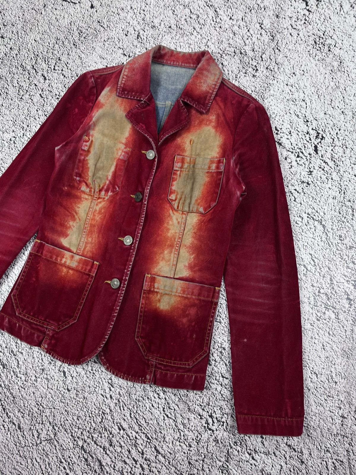 Japanese Brand Vintage Avant-Garde Bleached Velour Faded Distressed Jacket Size S / US 4 / IT 40 - 3 Thumbnail