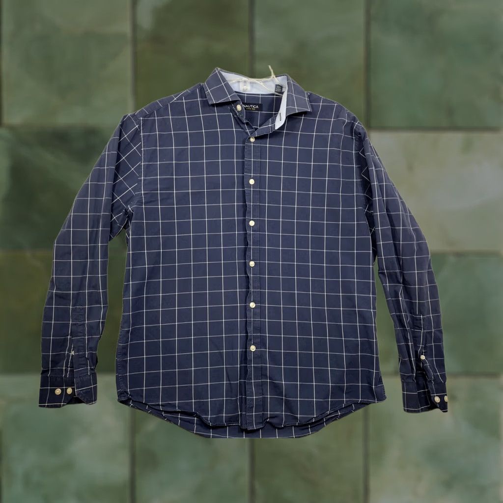Nautica Nautica Shirt Mens Medium 15.5 34/35 Blue White Button Up Long Sleeve Casual Size US L / EU 52-54 / 3 - 1 Thumbnail