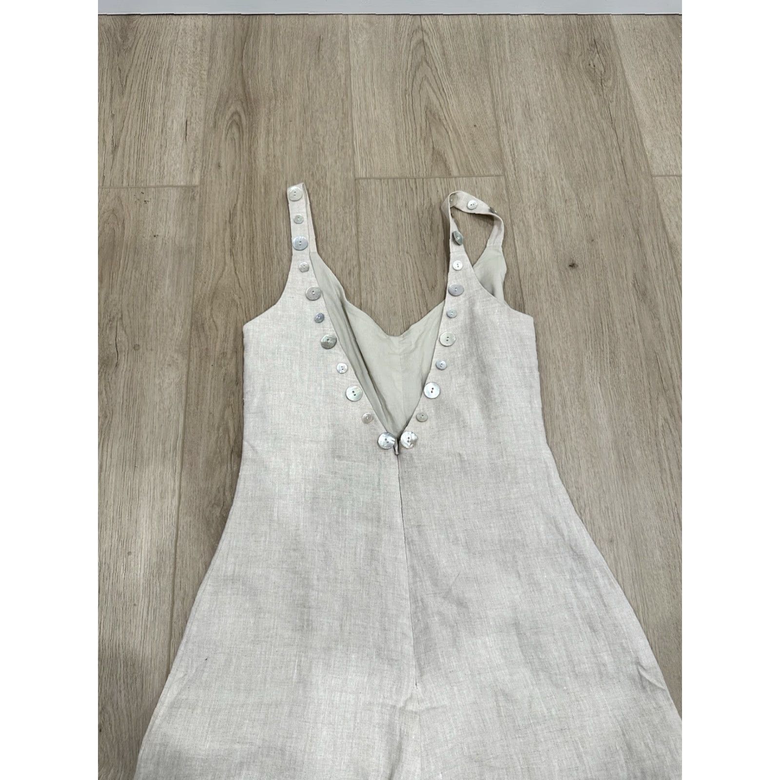 Staud Staud Jumpsuit One-Piece XS Tan Linen Wide-Leg Women's Beige Brown Colour Size 26" / US 2 / IT 38 - 7 Thumbnail