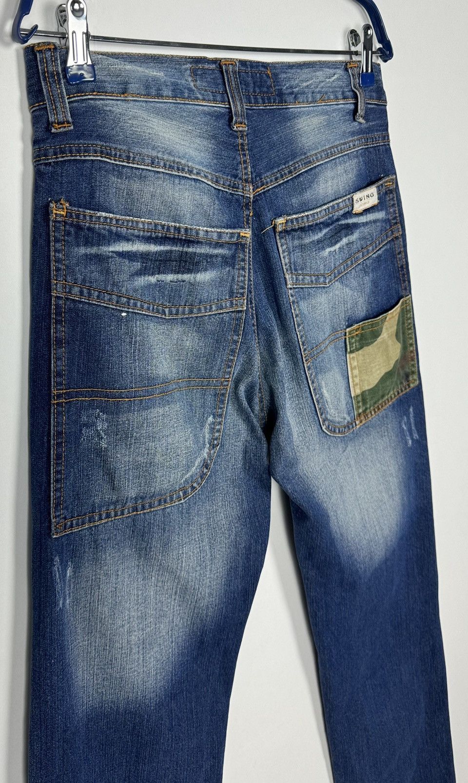 Vintage Japanese Style Camo Patched Distressed Denim Jeans Size US 29 - 14 Thumbnail