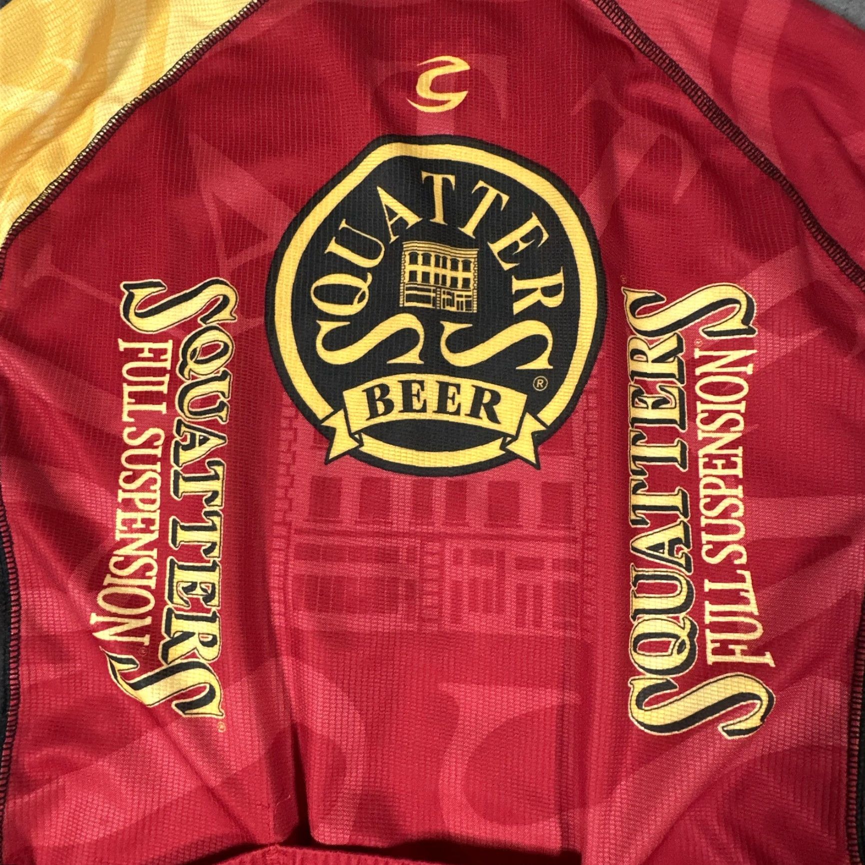 Vintage Cannondale Mens Cycling Jersey Red Medium Short Sleeve Zip High Neck Raglan Breathable Moisture Wicking Quick Dry Graphic Beer Squatters Pale Ale Bike Size US M / EU 48-50 / 2 - 7 Thumbnail