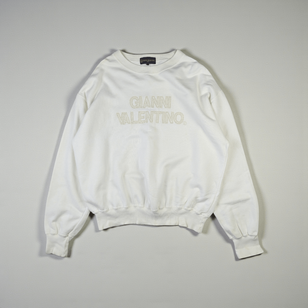 Japanese Brand GIANNI VALENTINO Big Spell Out Logo Sweatshirts Jumper Size M / US 6-8 / IT 42-44 - 2 Thumbnail