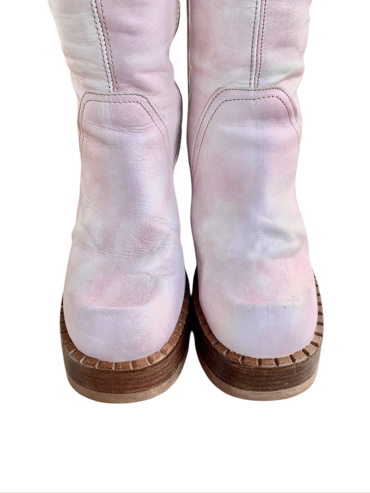 Vintage Destroy leather block platform boots Size 40