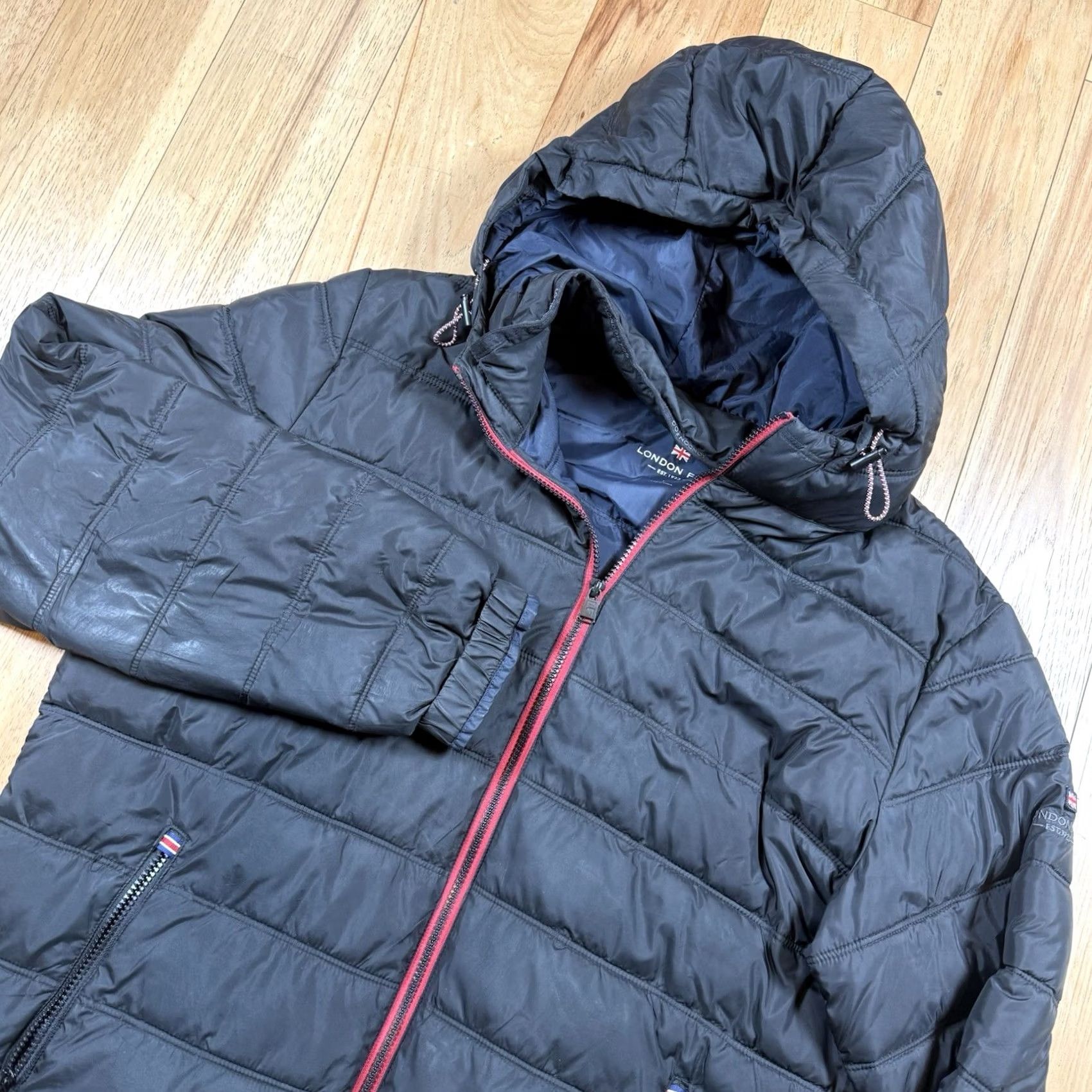 London Fog London Fog Puffer Jacket Mens Large Black Hood Water Resistant Lightweight Full Zip Size US L / EU 52-54 / 3 - 2 Thumbnail