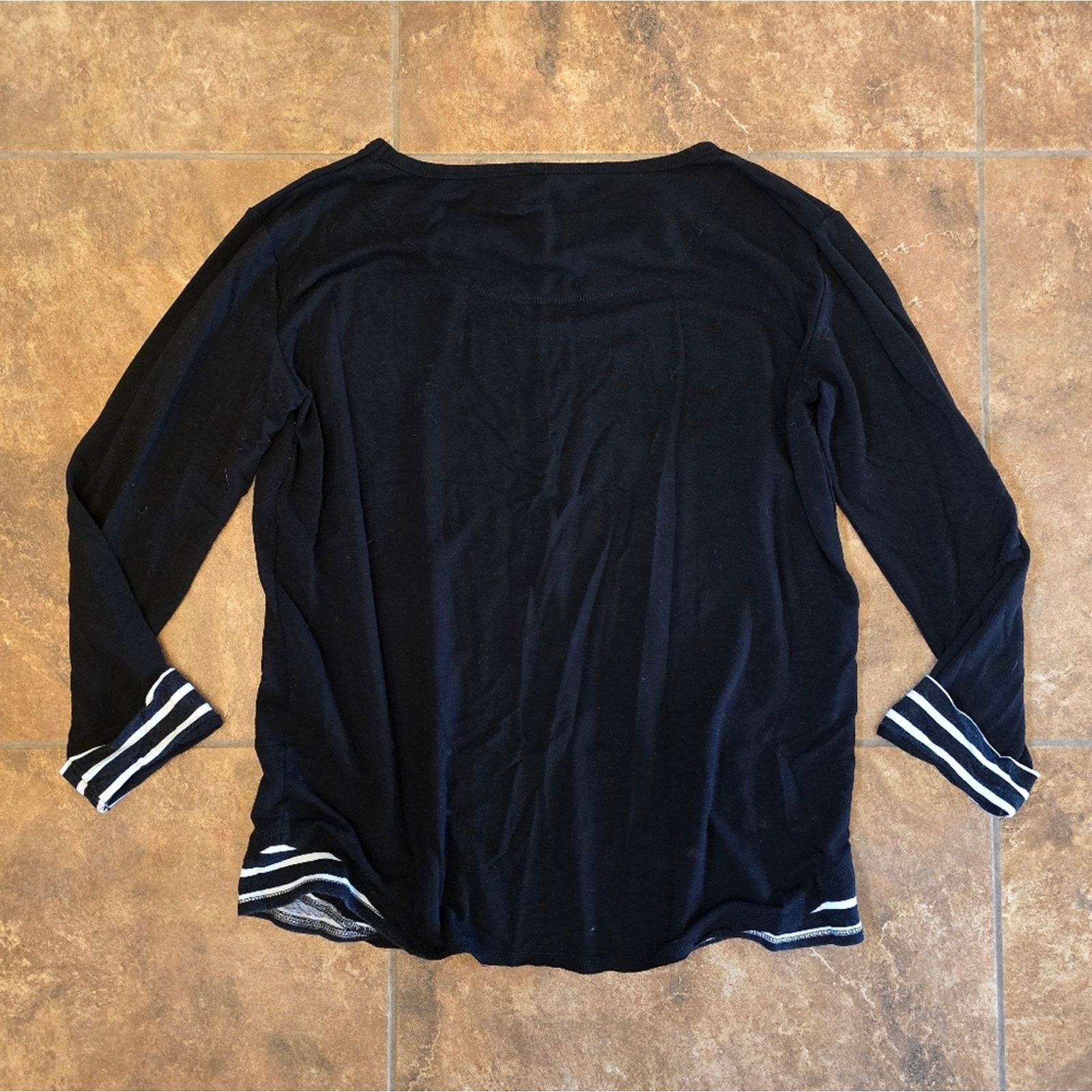 Other Black End Striped | CABLE & GAUGE | Long Sleeve Size XL / US 12-14 / IT 48-50 - 2 Thumbnail