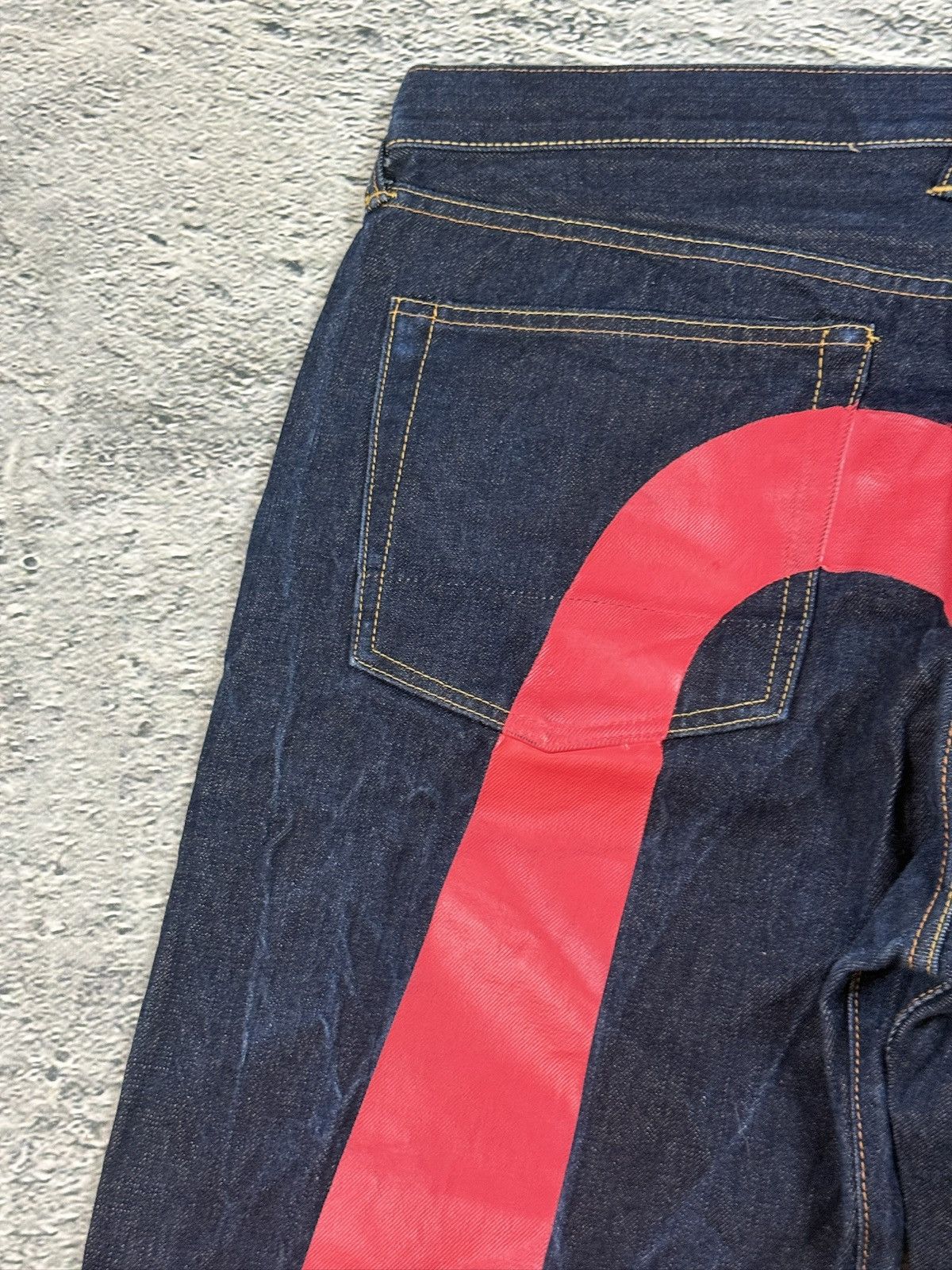 Evisu Evisu jeans daicock red big logo navy raw denim Selvedge Size US 38 / EU 54 - 3 Thumbnail