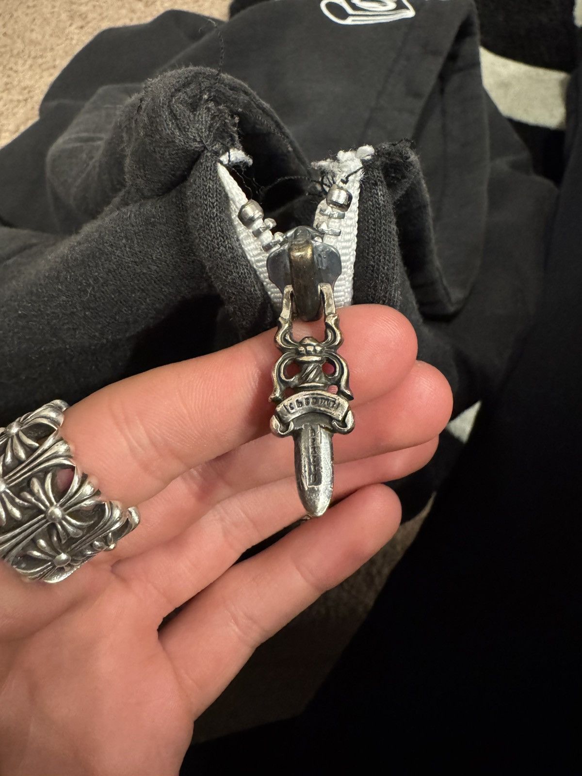 Chrome Hearts CHROME HEARTS 90’S OG SCROLL & DAGGER ZIP UP HOOD VERY RARE Size US M / EU 48-50 / 2 - 2 Thumbnail