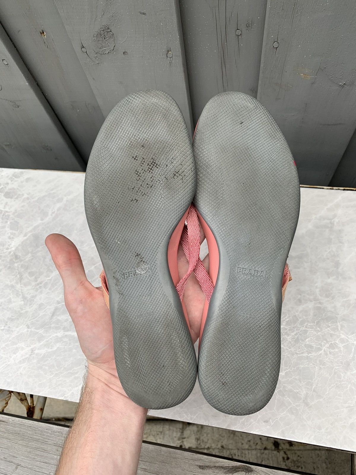 Designer × Prada Pink Prada Flip Flops Y2K 2000s Sport Thong Sandals Slip-on Size US 7.5 / IT 37.5 - 13 Thumbnail