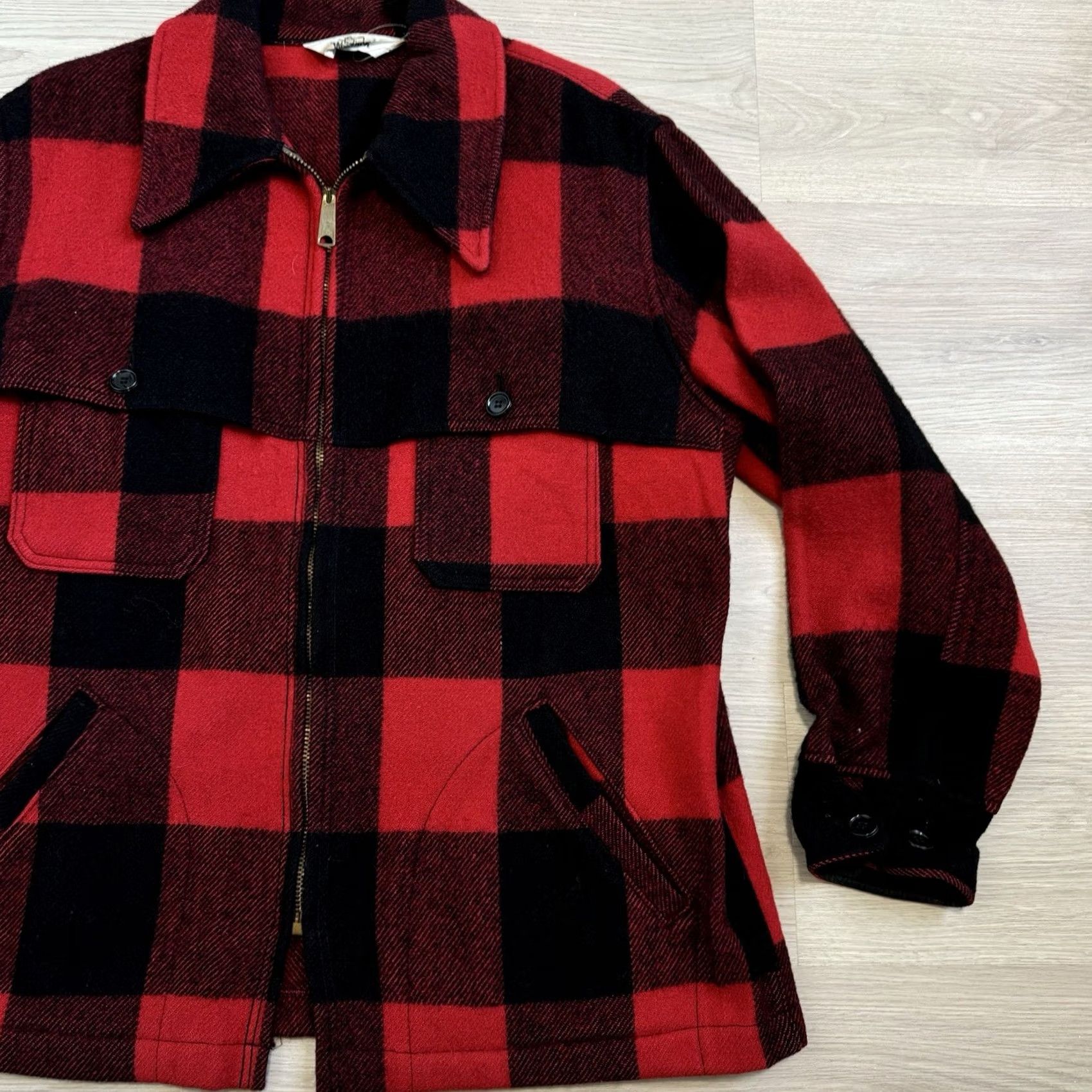 Vintage VINTAGE Woolrich Jacket Mid-Length Full Zip Plaid Wool Red Black Buffalo Coat Sz L Mens Size US L / EU 52-54 / 3 - 2 Thumbnail