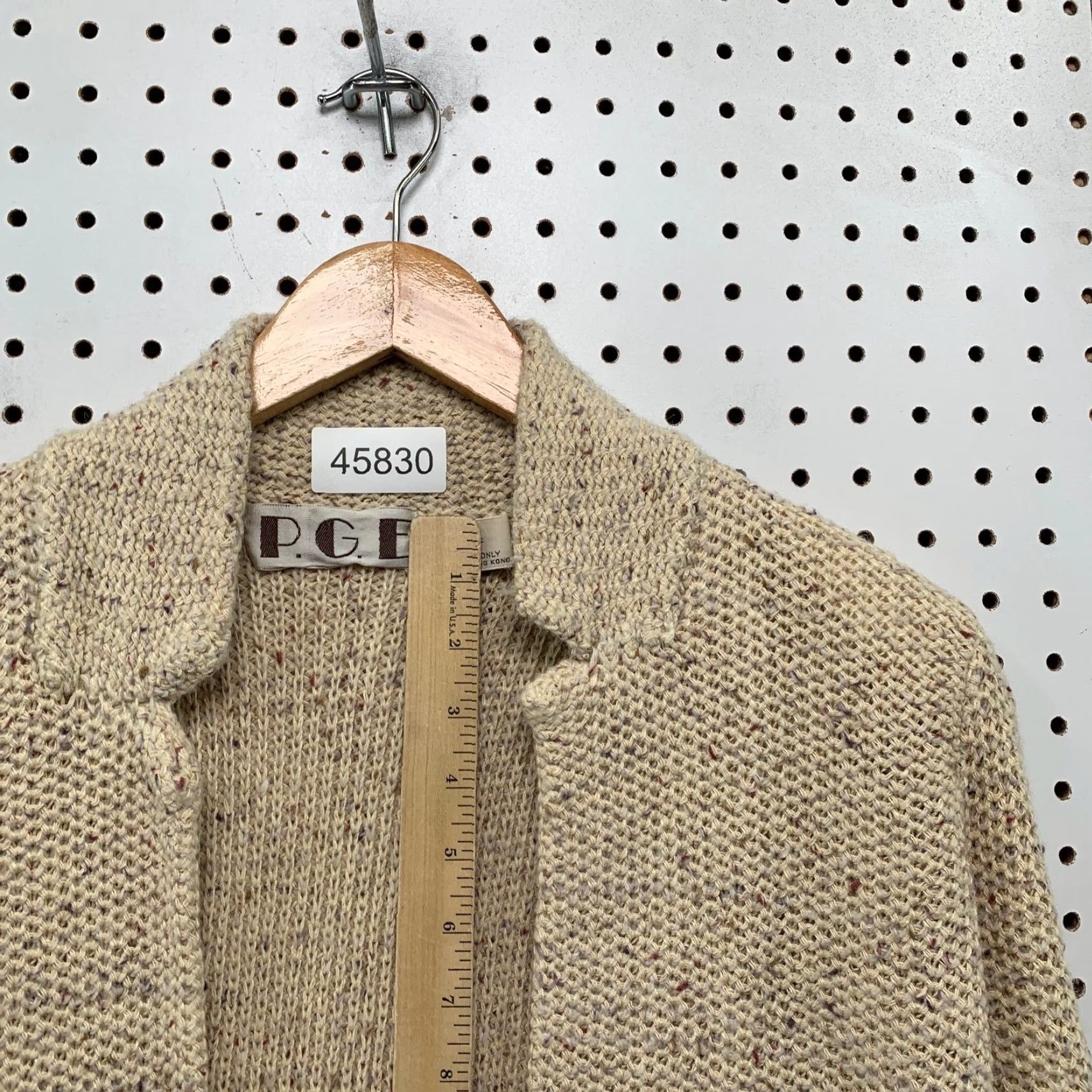 Vintage VINTAGE P.G.E Wool Cardigan Sweater Womens Medium Beige Knit Open Pockets Size M / US 6-8 / IT 42-44 - 7 Thumbnail