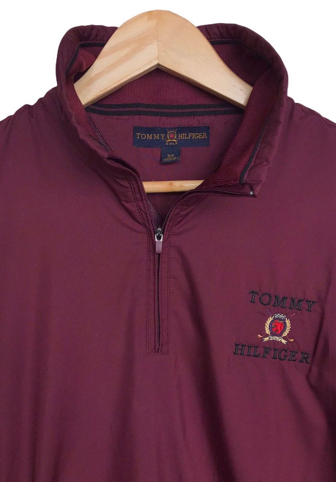 Tommy Hilfiger × Vintage Vintage 90's Tommy Hilfiger Zipper Maroon Light Jacket Size US L / EU 52-54 / 3 - 4 Thumbnail
