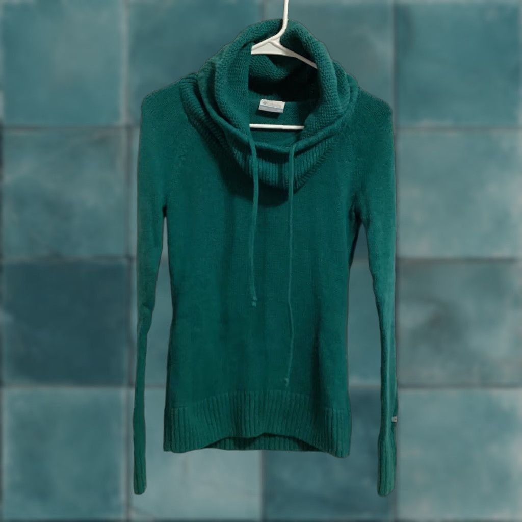 Altea VINTAGE Columbia Sweater Women XS Teal Green Cotton Wool Cowl Neck Pullover Casual Knit Size XS / US 0-2 / IT 36-38 - 1 Thumbnail