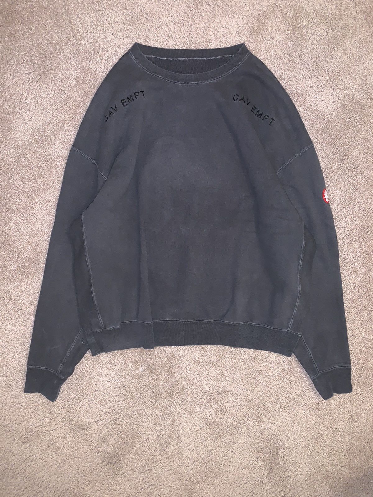 image of Cav Empt Overdye Box Fit Crew Neck Jumper in Overdye Jet Black, Men's (Size XL)