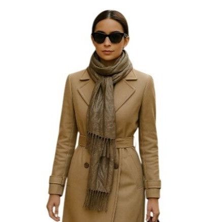 Other Taupe Gray Fringe Scarf Lightweight Soft Drape Minimalist Bo Size ONE SIZE - 1 Thumbnail