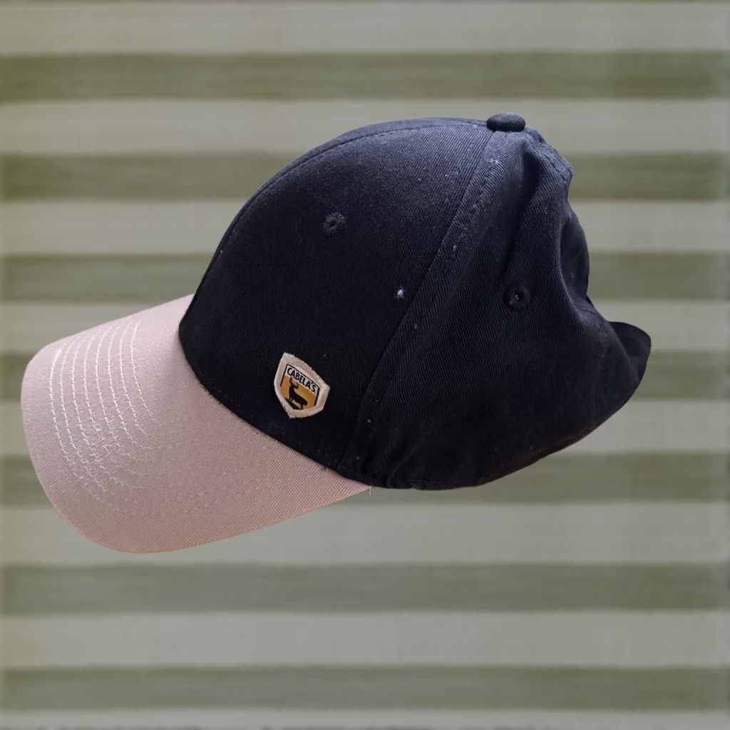 Vintage Cabelas Hat Adjustable Cotton Black Grey Brim Mens Baseball Cap Athletic Fishing Outdoor Theme Adjustable Size Black Pattern Solid Size ONE SIZE - 1 Thumbnail