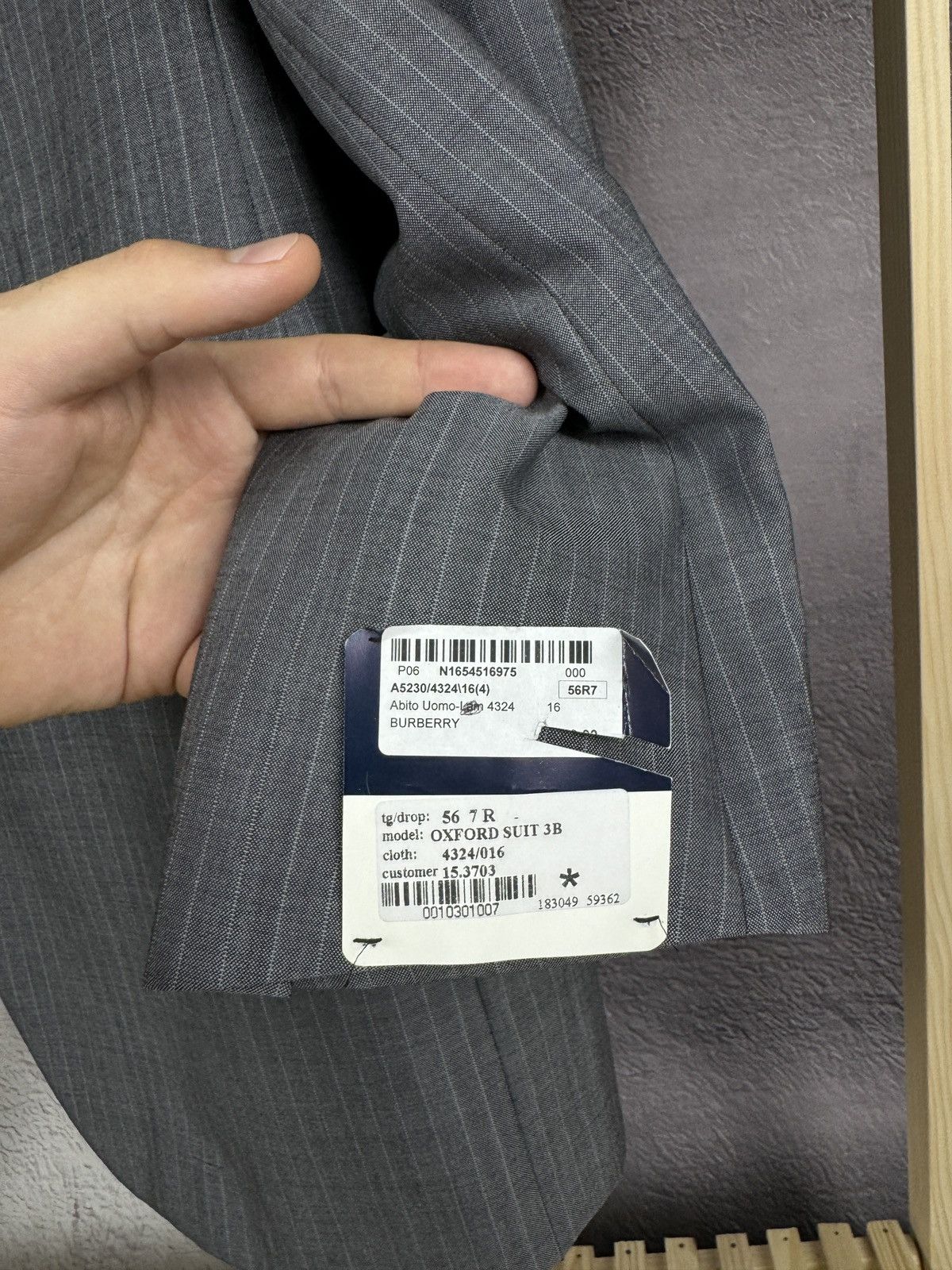 Burberry Burberry London wool silk striped grey 2 pcs suit 3 button Size 46R - 9 Thumbnail