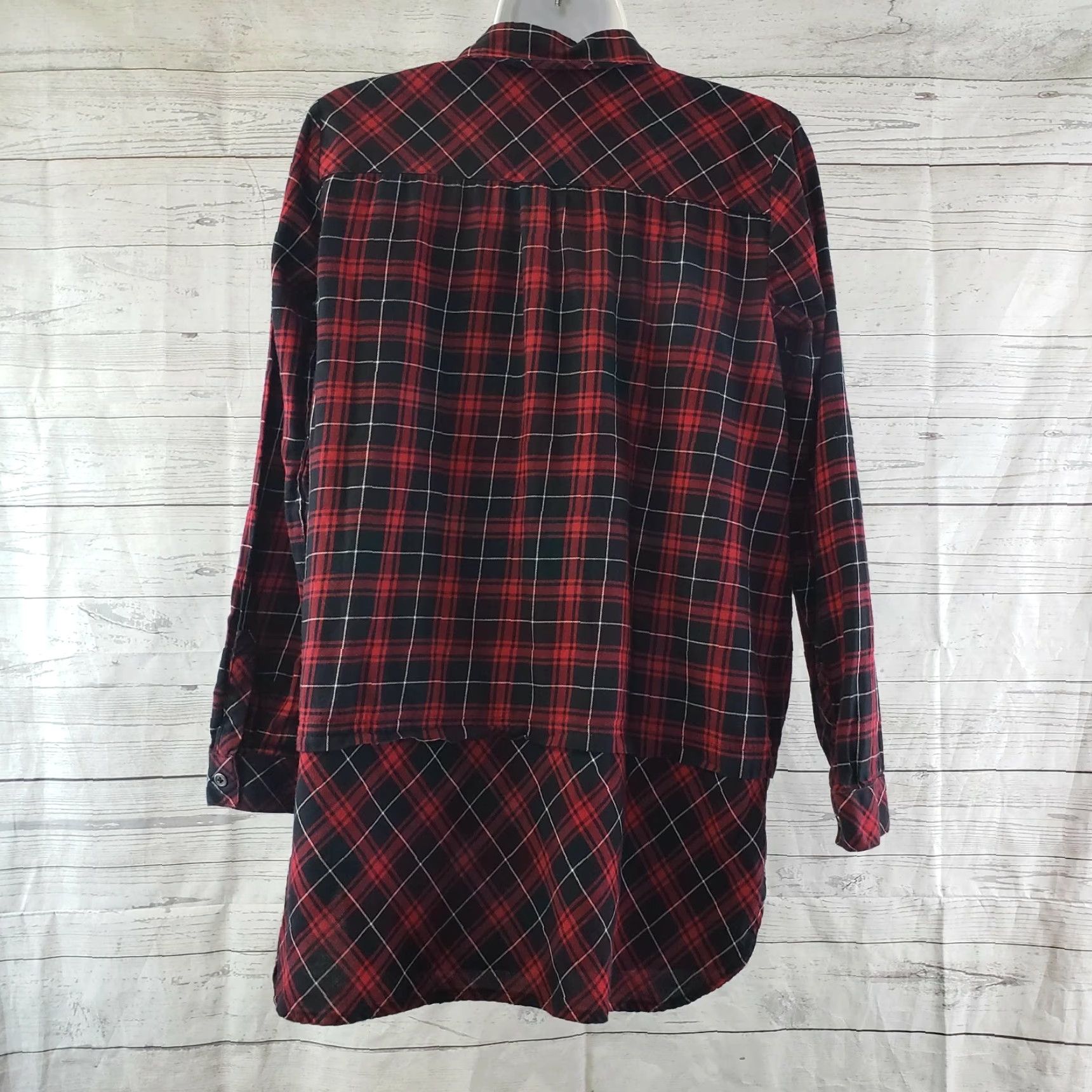 J. Jill J Jill Womens Tunic Top XS Black Plaid Long Sleeve Button Front Cotton Shirt Womens XS Black Plaid Tunic Top Size XS / US 0-2 / IT 36-38 - 4 Thumbnail