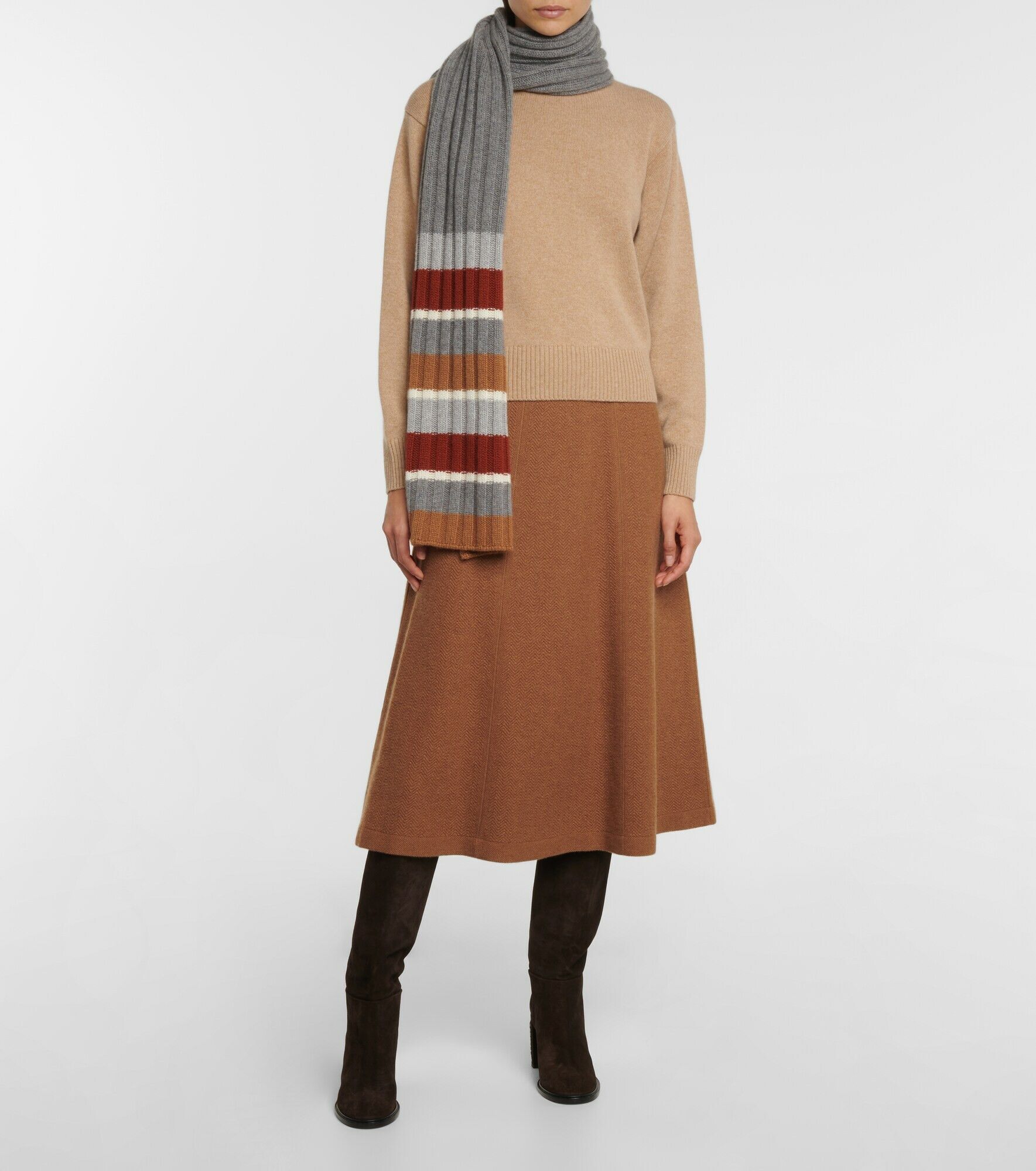 Loro Piana LORO PIANA Deer Valley navy blue knit pure cashmere scarf Size ONE SIZE - 2 Thumbnail