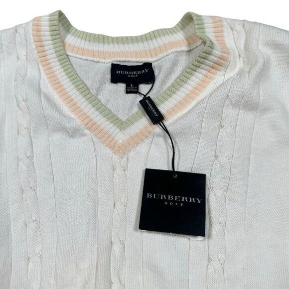 Burberry NWT Burberry Golf Cream White Cotton Vest Size Large Sleevel Size L / US 10 / IT 46 - 2 Thumbnail