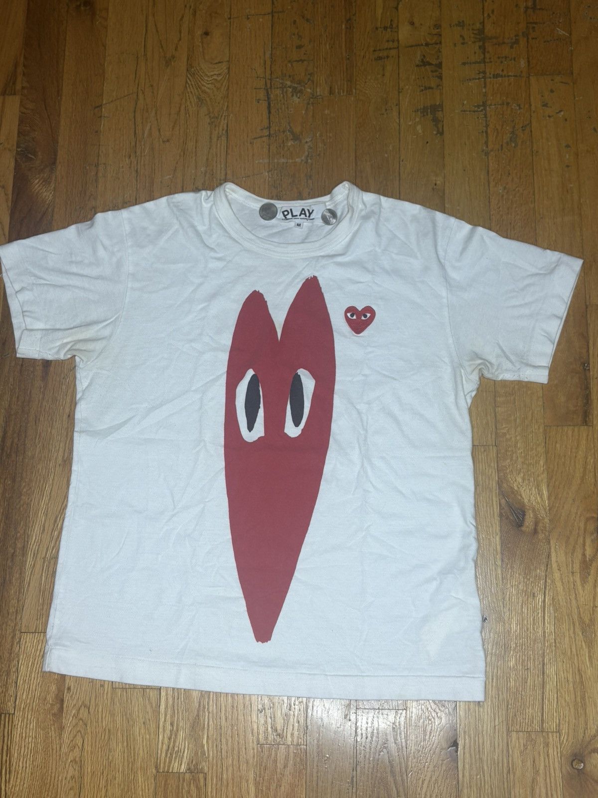 CDG by Comme des Garcons Comme des Garçons PLAY Stretch Heart Tee 'White' Size US M / EU 48-50 / 2 - 1 Thumbnail
