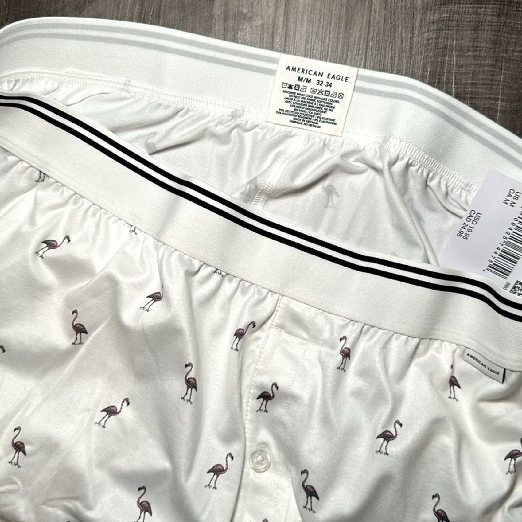American Eagle Outfitters American Eagle Flamingo 4” Ultra Soft Pocket Boxer - Medium Men's Underwear White Boxer Shorts M Size 40R - 3 Thumbnail