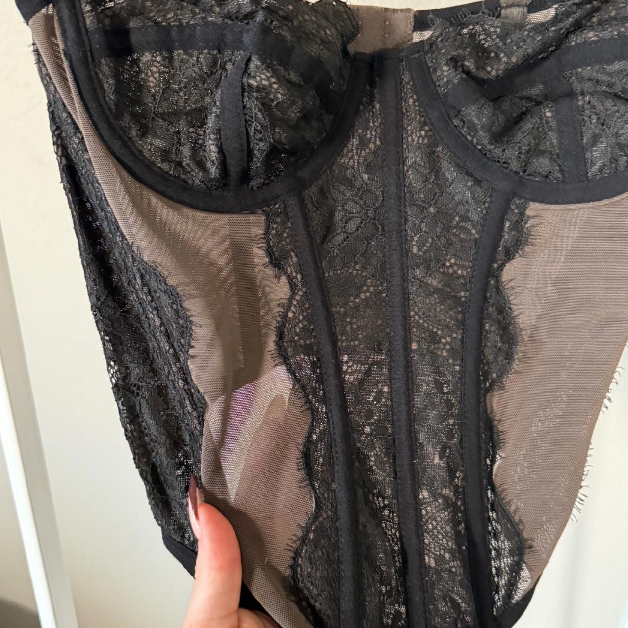 Urban Outfitters black and tan mesh lacy corset top🖤🤎 Size M / US 6-8 / IT 42-44 - 4 Thumbnail