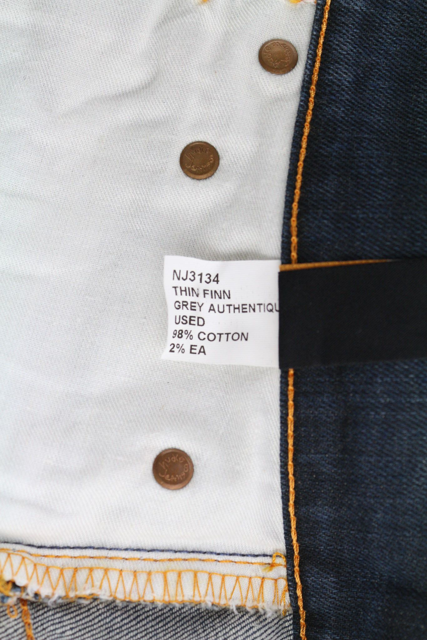 Nudie Jeans THIN FINN GREY AUTHENTIQUE USED W31/L34 Cotton Jeans 80418 Size US 31 - 8 Thumbnail