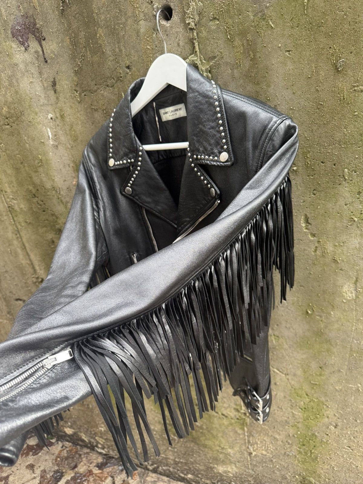 Saint Laurent Paris AW15 Saint Laurent Studded Fringe Leather Jacket Size US L / EU 52-54 / 3 - 4 Thumbnail