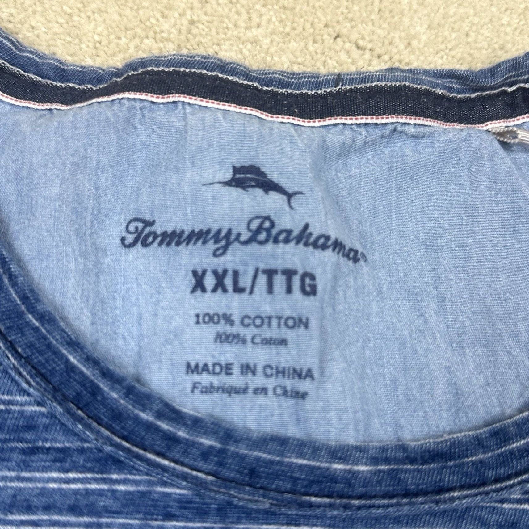 Tommy Bahama Tommy Bahama Shirt Mens 2XL 2XL Blue Striped Crew Neck Short Sleeve Cotton Spandex Knit Logo Vintage No Size US XXL / EU 58 / 5 - 5 Thumbnail
