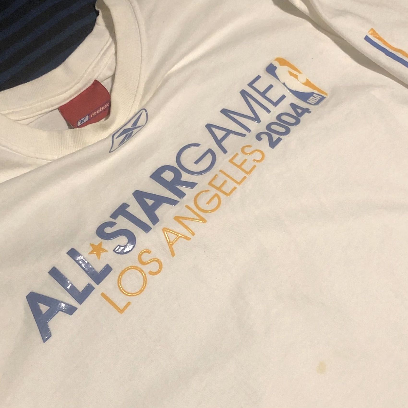 Reebok VINTAGE Reebok T-Shirt Los Angeles NBA All-Star 2004 Men L White Crew Neck Short Sleeve Graphic Print Angel Stars 90s Logo Knit Cotton Size US L / EU 52-54 / 3 - 3 Thumbnail