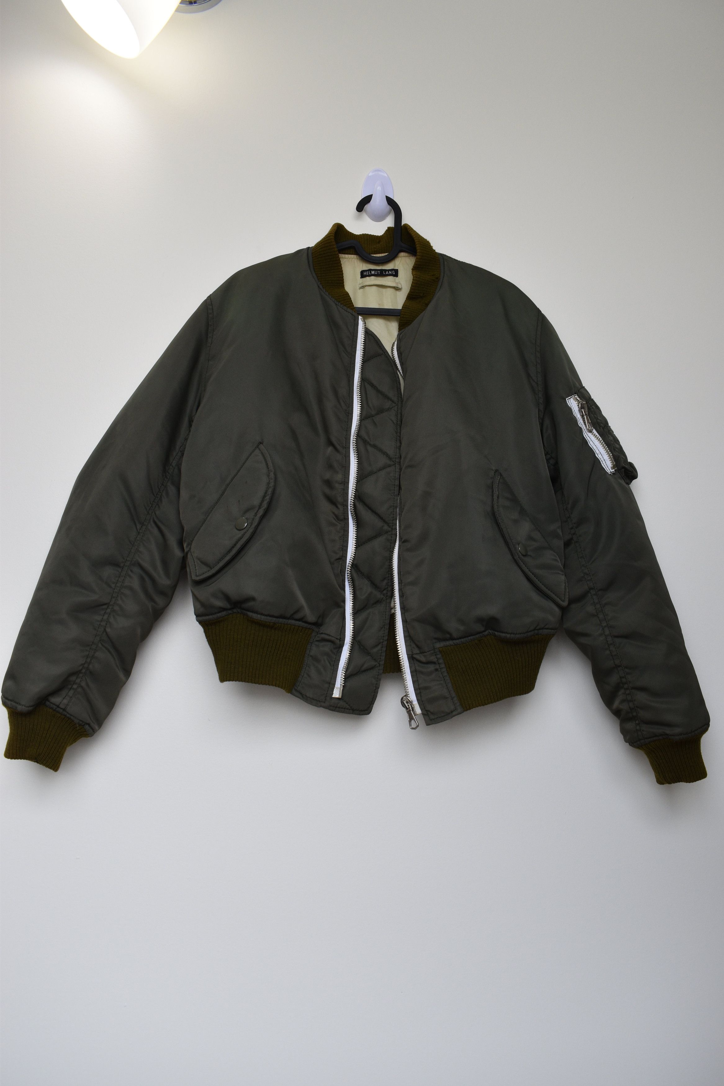 Helmut Lang aw97 Green Olive Faded Bomber Jacket