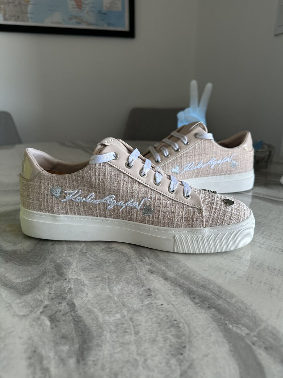 Karl Lagerfeld Karl Lagerfeld Paris Cate Pin Blush Beige Sneakers Size US 10 / IT 40 - 6 Thumbnail