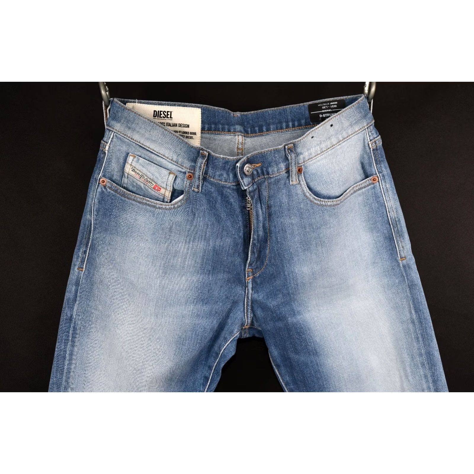 Diesel Diesel D-Strukt Slim 009NF Stretch Slim Jeans Men W31 L30 Blue Denim - 5-Pocket, Zip, Mid Rise, Skinny Fit, STRETCH Size US 31 - 4 Thumbnail