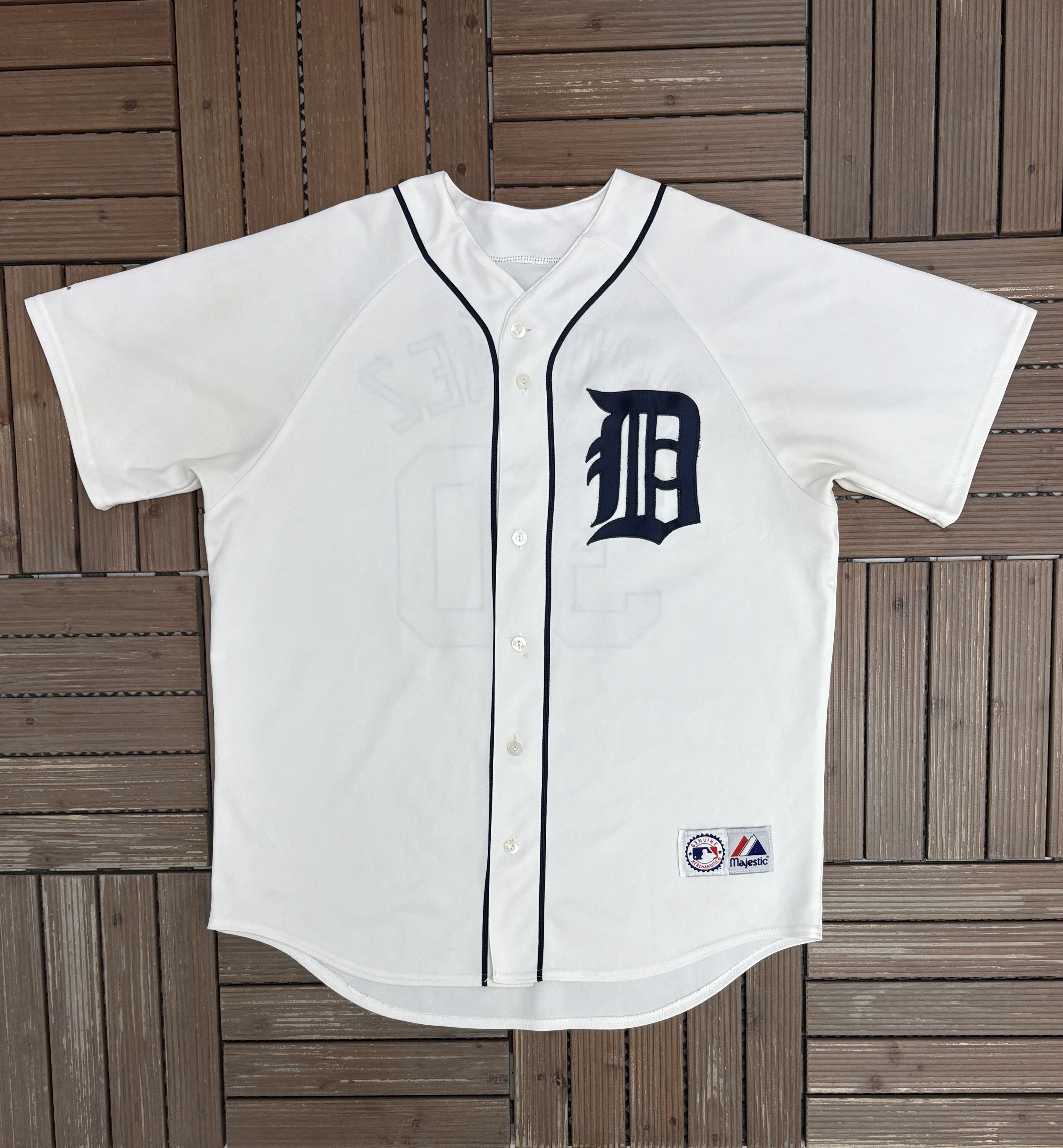 Majestic Detroit Tigers Magglio Ordóñez Vintage White Baseball Jersey Size US XL / EU 56 / 4 - 1 Thumbnail